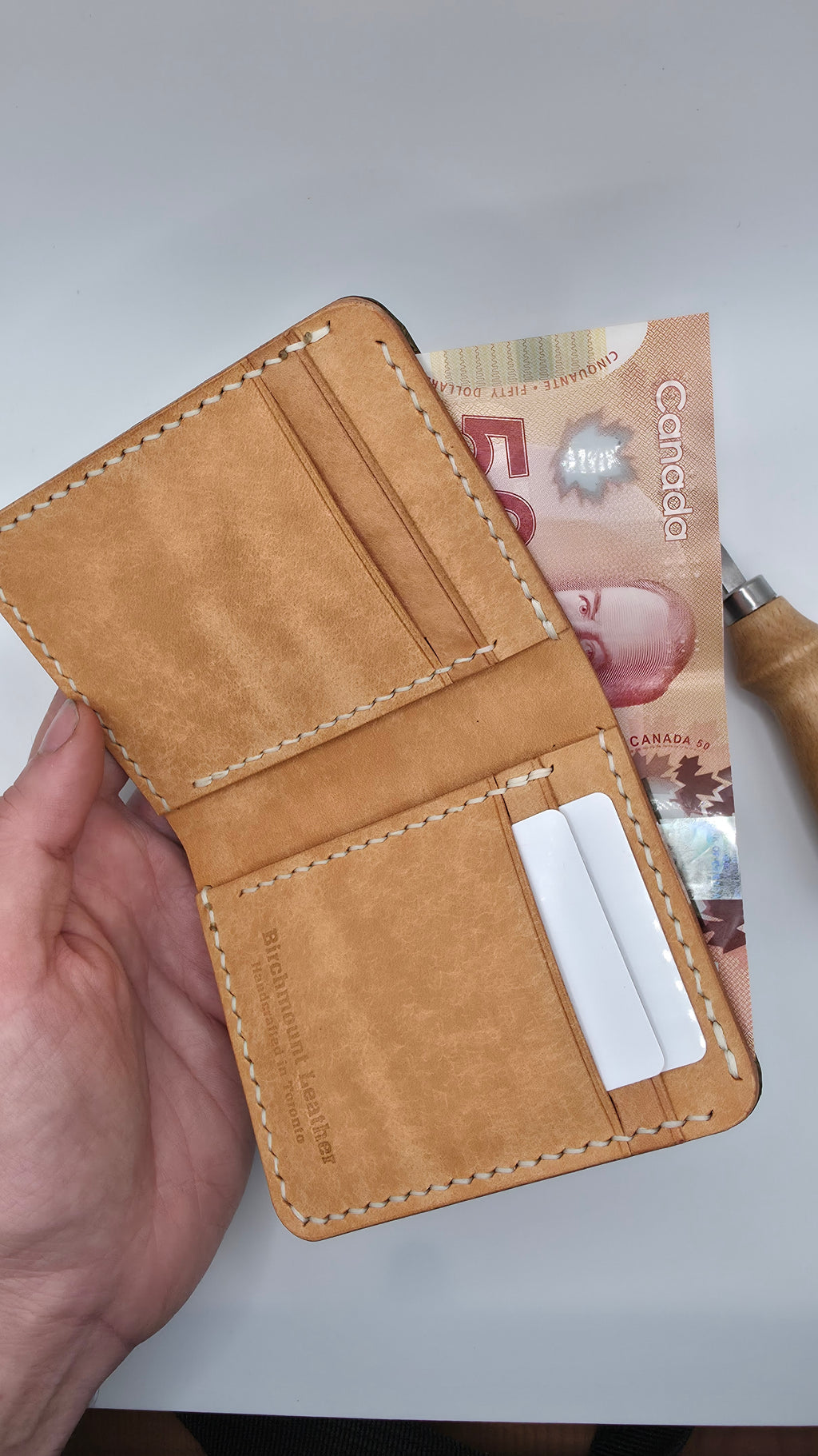 Minerva Box Vertical Wallet, Handmade Wallet with Money Slot, Bifold Wallet,