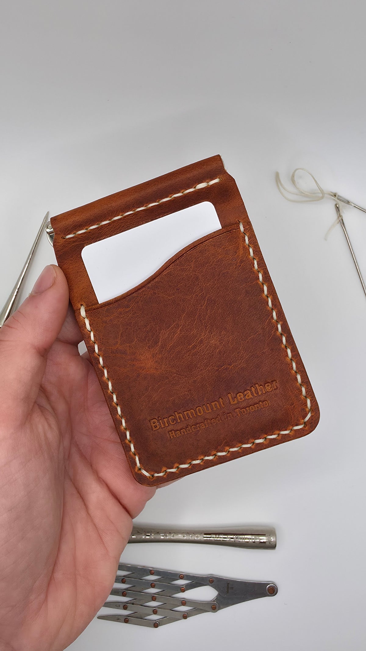 Horween Leather Money Clips Wallet, Bifold Card Holder, Handmade Wallet, Minimalist Wallet, Front Pocket Wallet