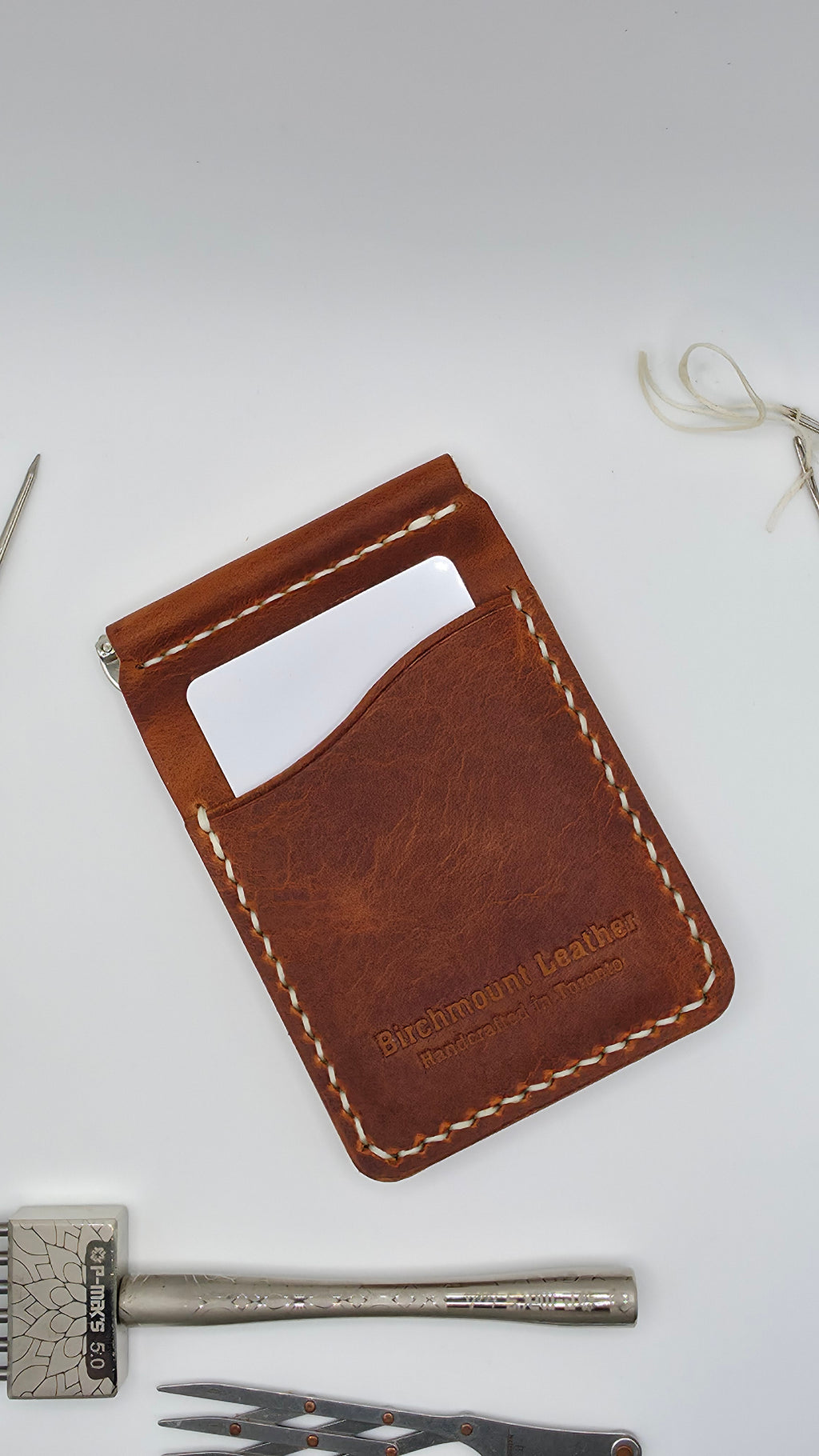 Horween Leather Money Clips Wallet, Bifold Card Holder, Handmade Wallet, Minimalist Wallet, Front Pocket Wallet