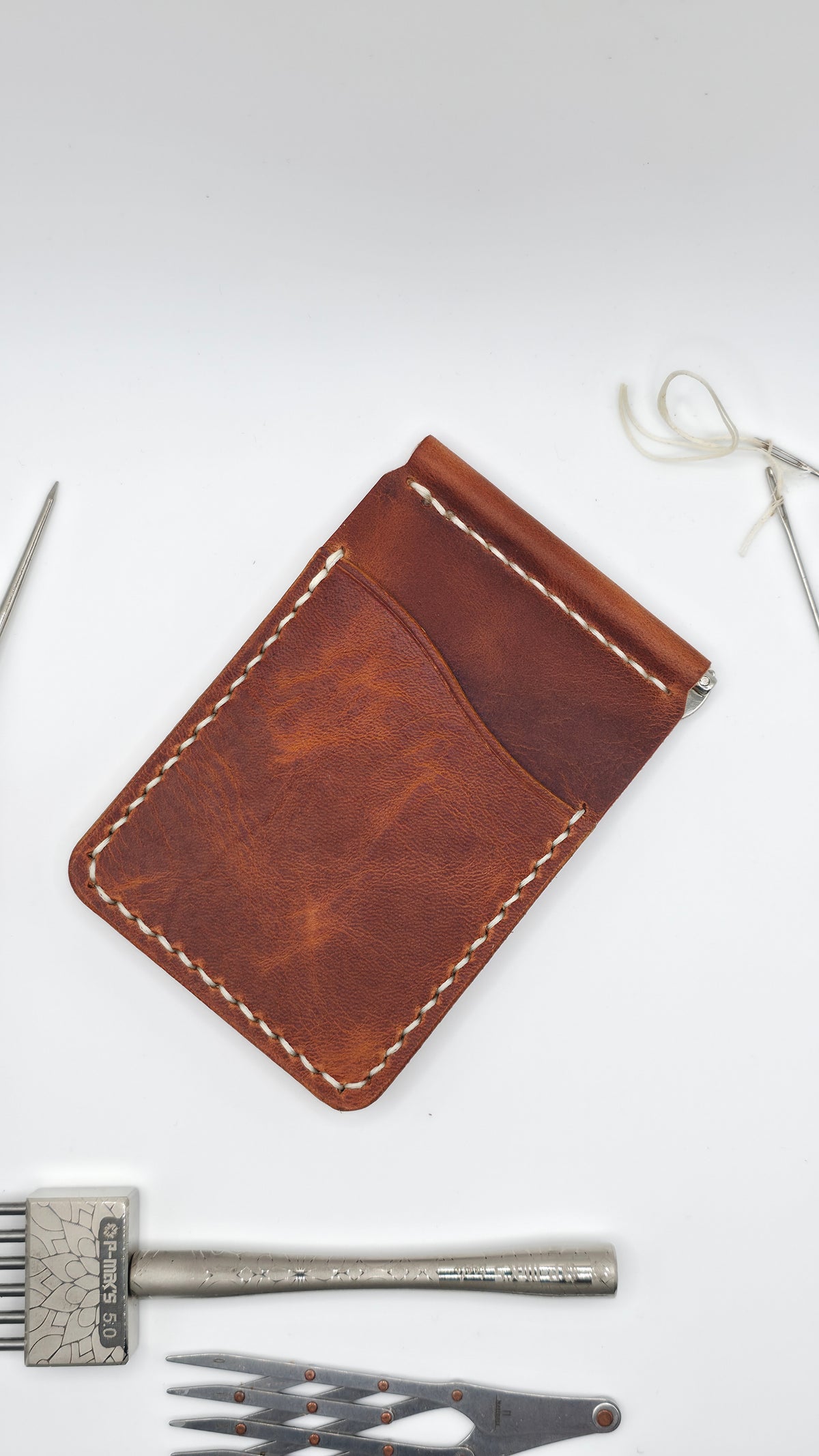 Horween Leather Money Clips Wallet, Bifold Card Holder, Handmade Wallet, Minimalist Wallet, Front Pocket Wallet