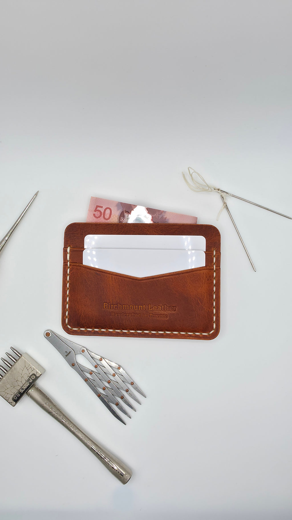 Horween Leather Card Holder, Handmade Wallet, Full Grain Leather