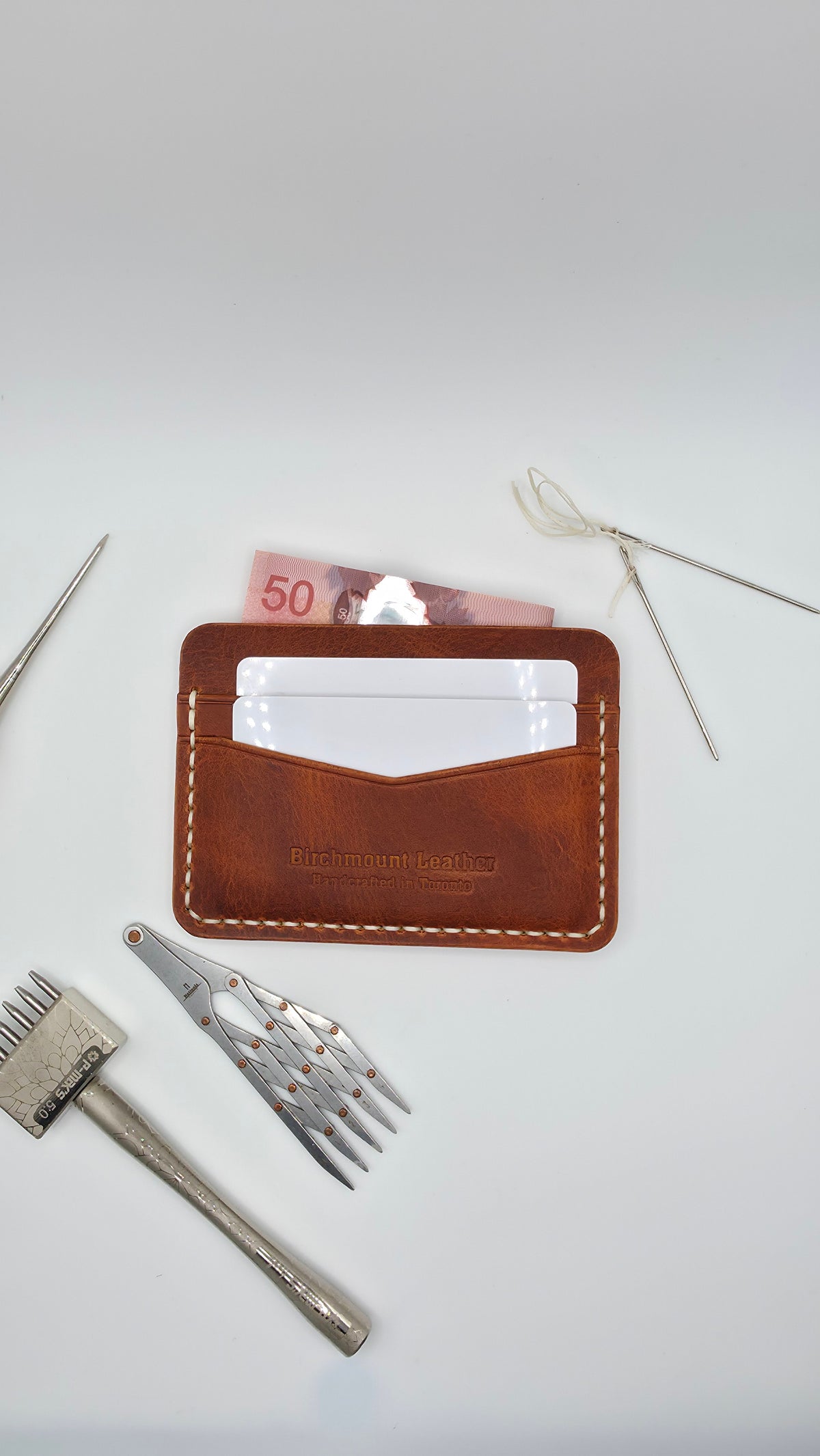 Horween Leather Card Holder, Handmade Wallet, Full Grain Leather