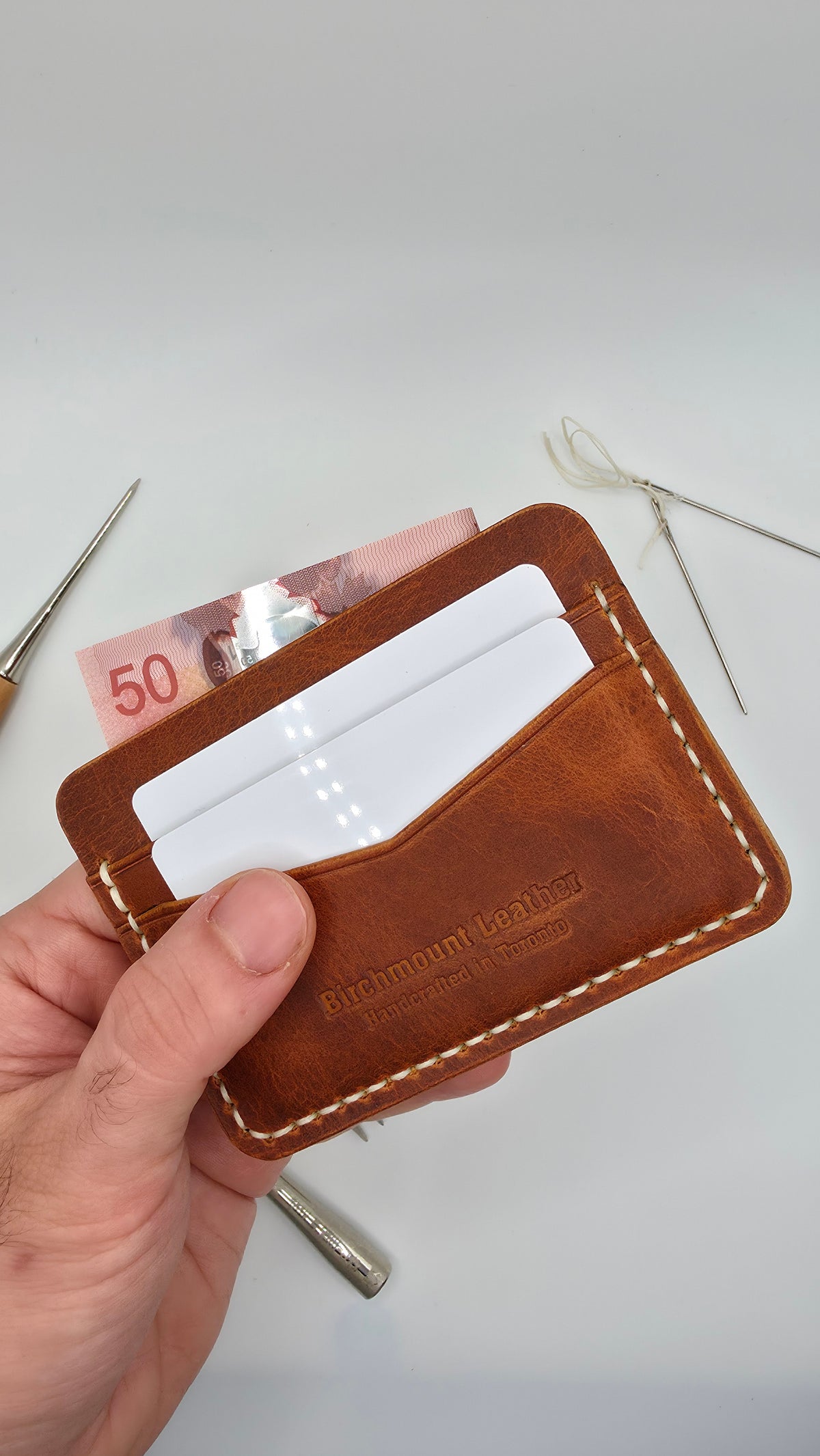 Horween Leather Card Holder, Handmade Wallet, Full Grain Leather