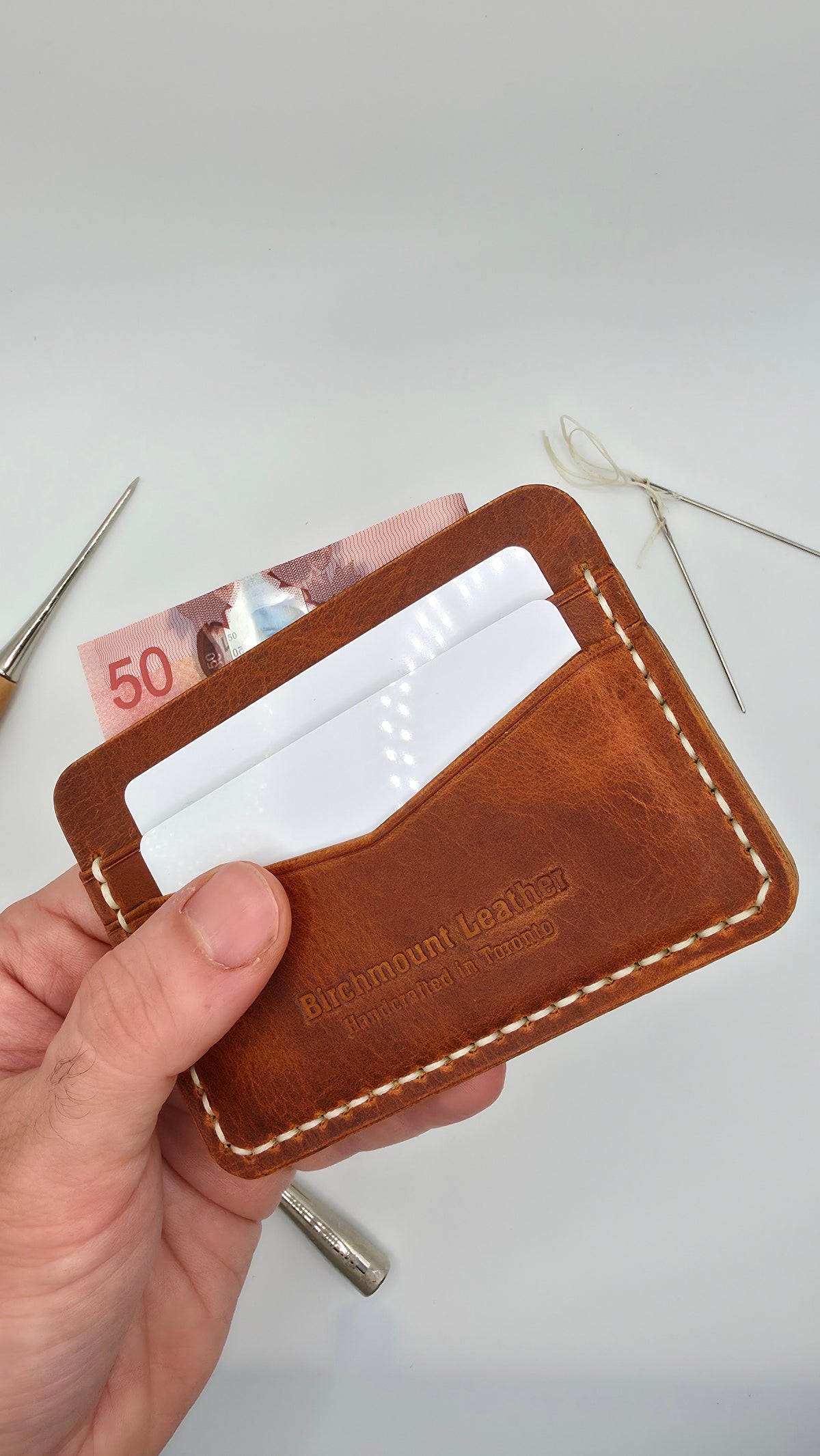Horween Leather Card Holder, Handmade Wallet, Full Grain Leather