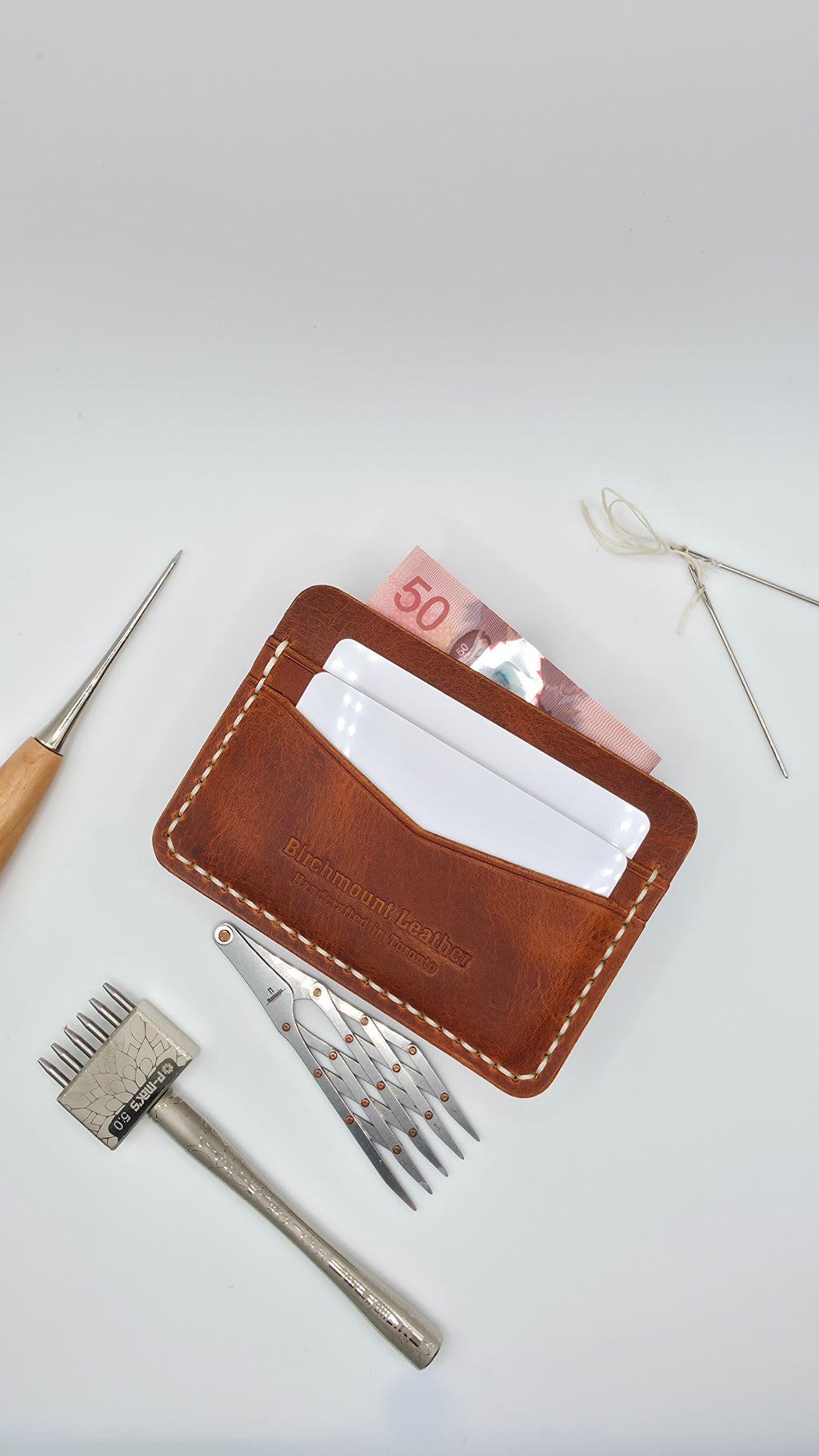 Horween Leather Card Holder, Handmade Wallet, Full Grain Leather