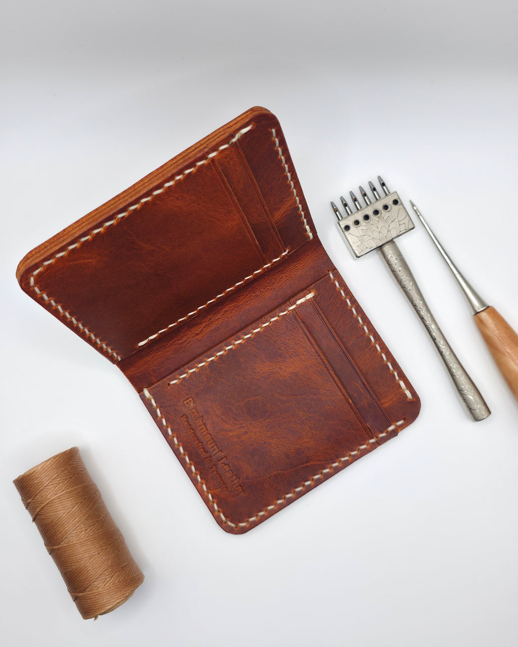 Horween Bifold Wallet, Cash Slot, Handmade Wallet, Vertical Wallet, Full Grain Leather, Personalized Wallet