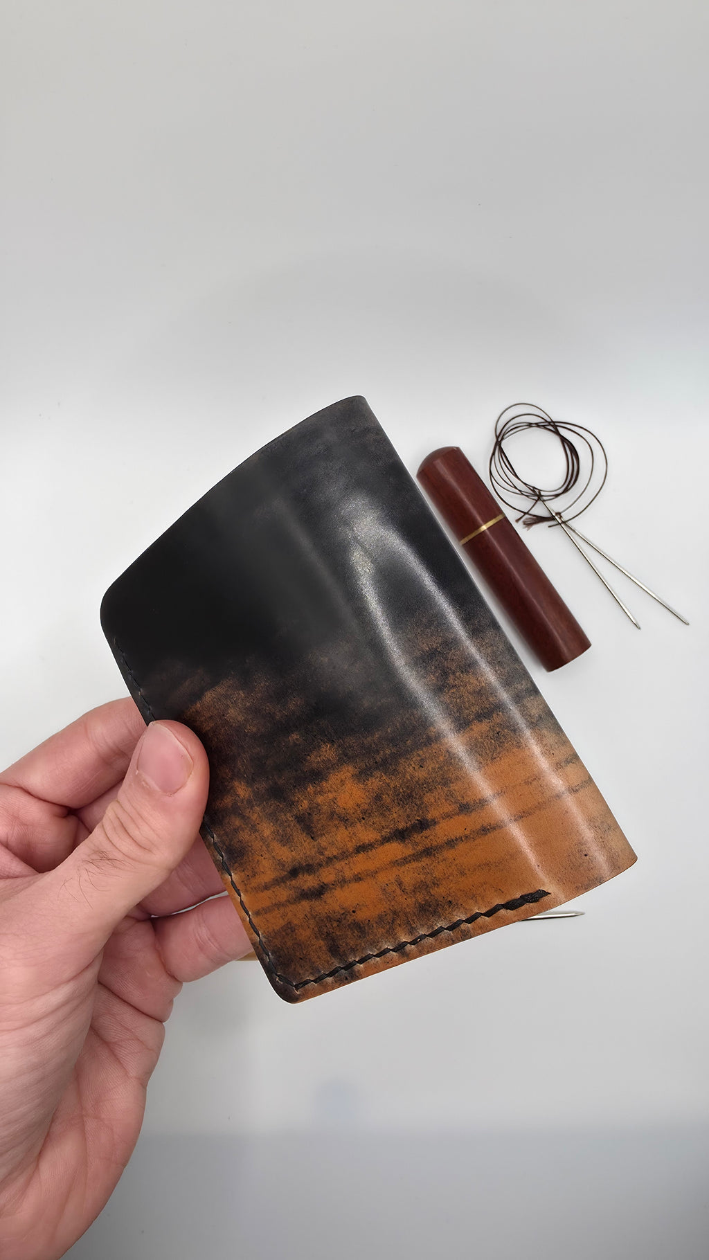 Shell Cordovan Bifold Wallet, Black Marbeled Shell Cordovan ROCADO, Money Slot