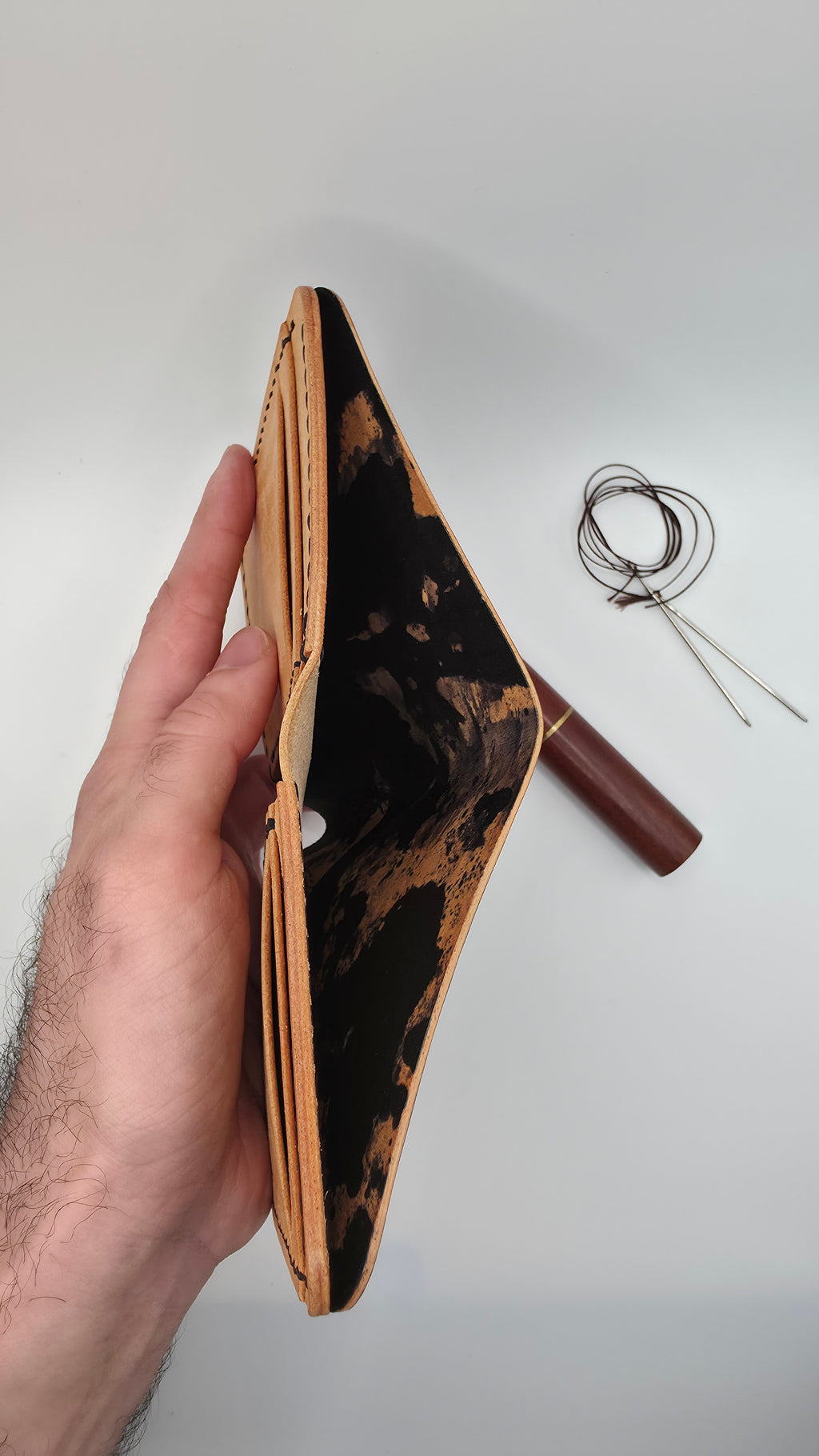 Shell Cordovan Bifold Wallet, Black Marbeled Shell Cordovan ROCADO, Money Slot