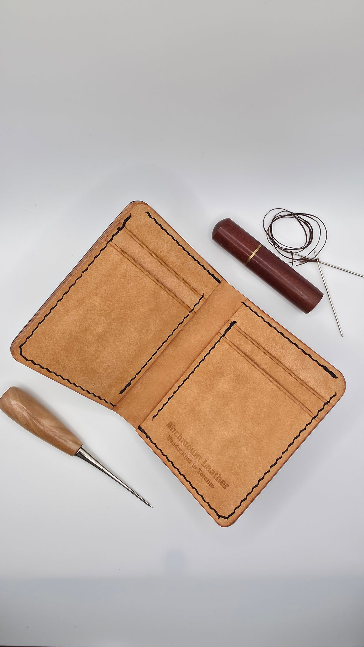 Shell Cordovan Bifold Wallet, Black Marbeled Shell Cordovan ROCADO, Money Slot