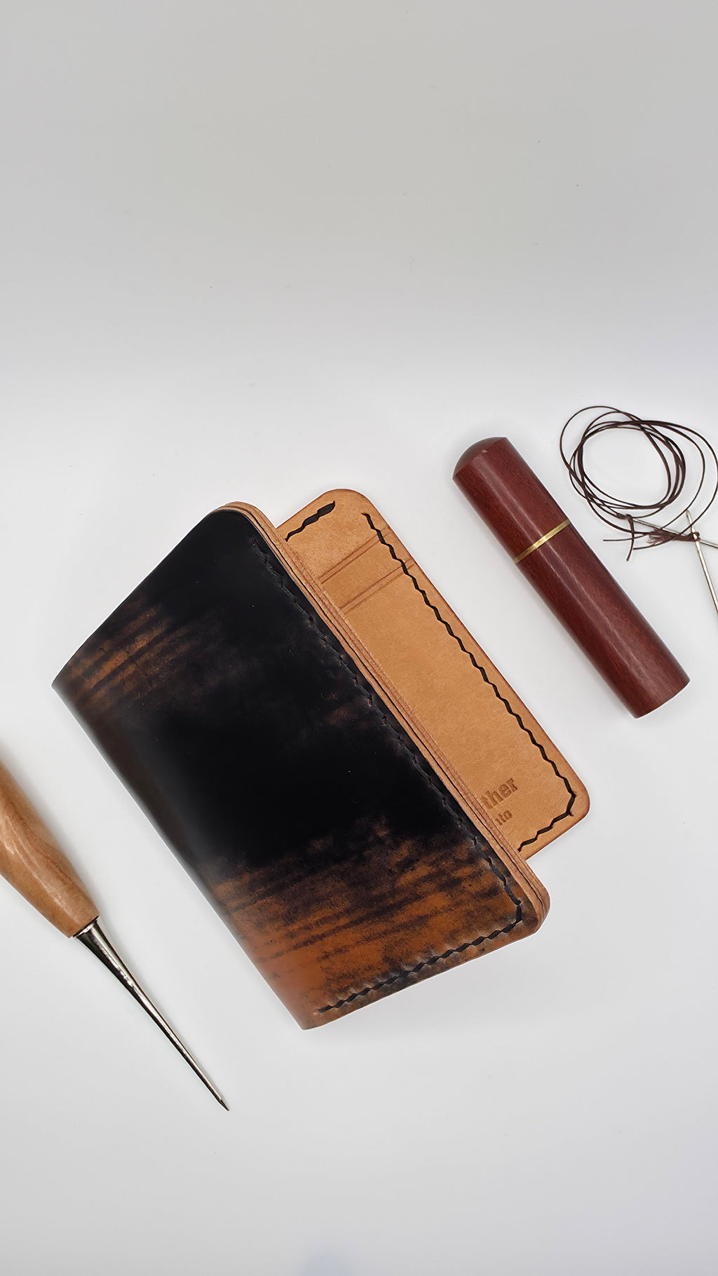 Shell Cordovan Bifold Wallet, Black Marbeled Shell Cordovan ROCADO, Money Slot