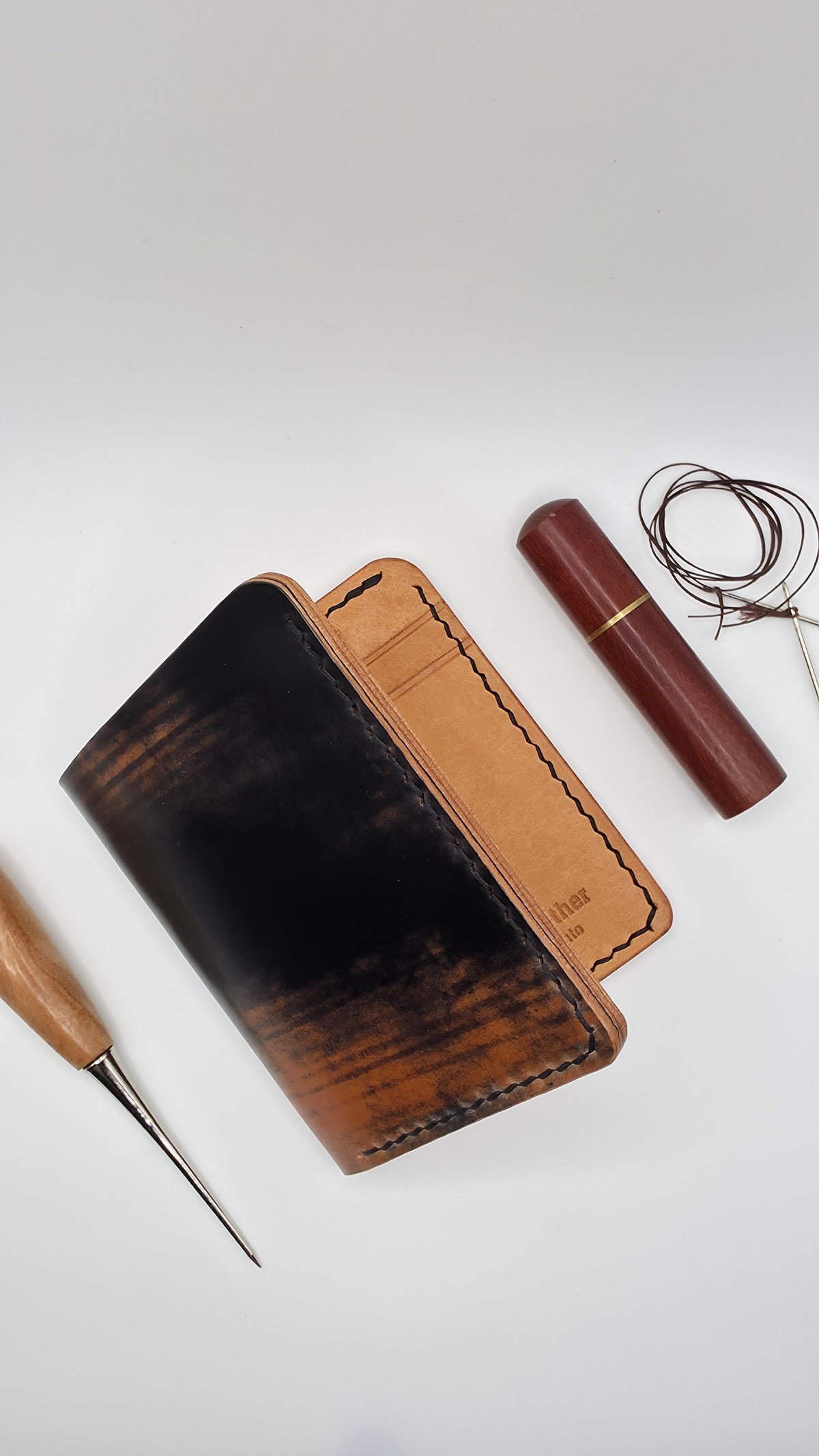 Shell Cordovan Bifold Wallet, Black Marbeled Shell Cordovan ROCADO, Money Slot