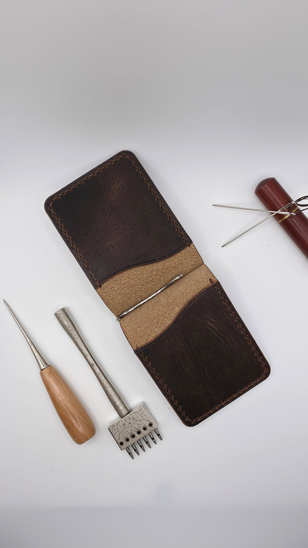 Horween Money Clip Wallet, Full Grain Leather , Veg Tanned Leather Horween Leather, EDC