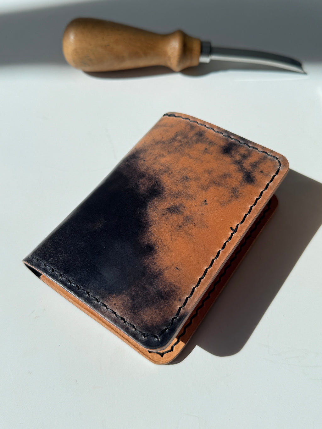 Shell Cordovan Bifold Wallet, Black Marbeled Shell Cordovan ROCADO