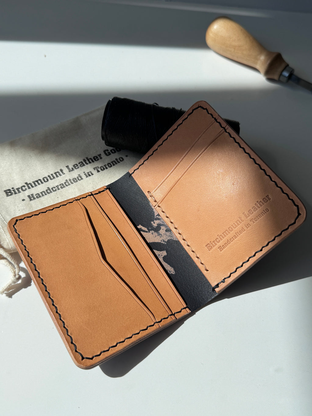 Shell Cordovan Bifold Wallet, Black Marbeled Shell Cordovan ROCADO