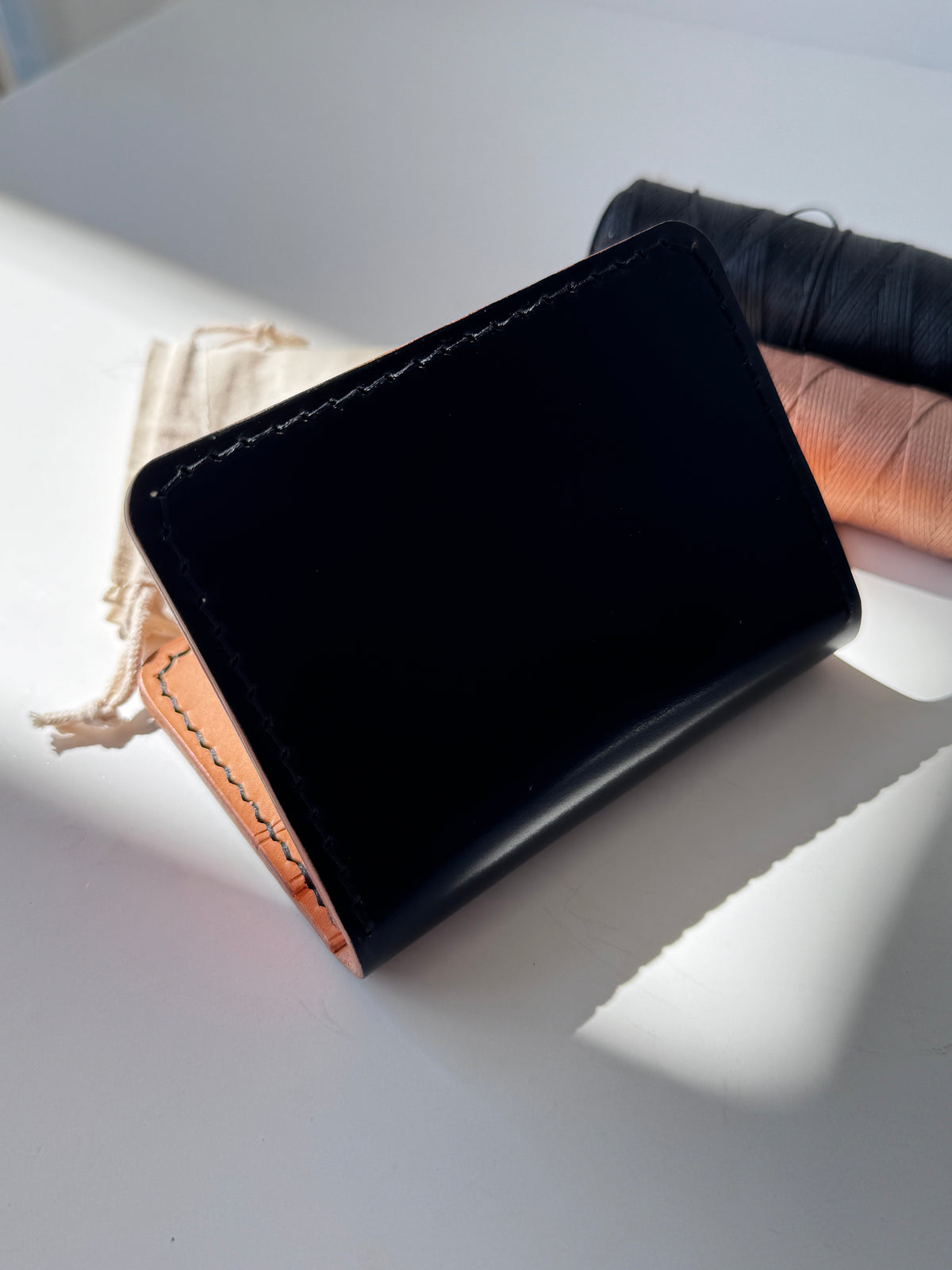 Shell Cordovan Bifold Wallet, Black Shell Cordovan ROCADO