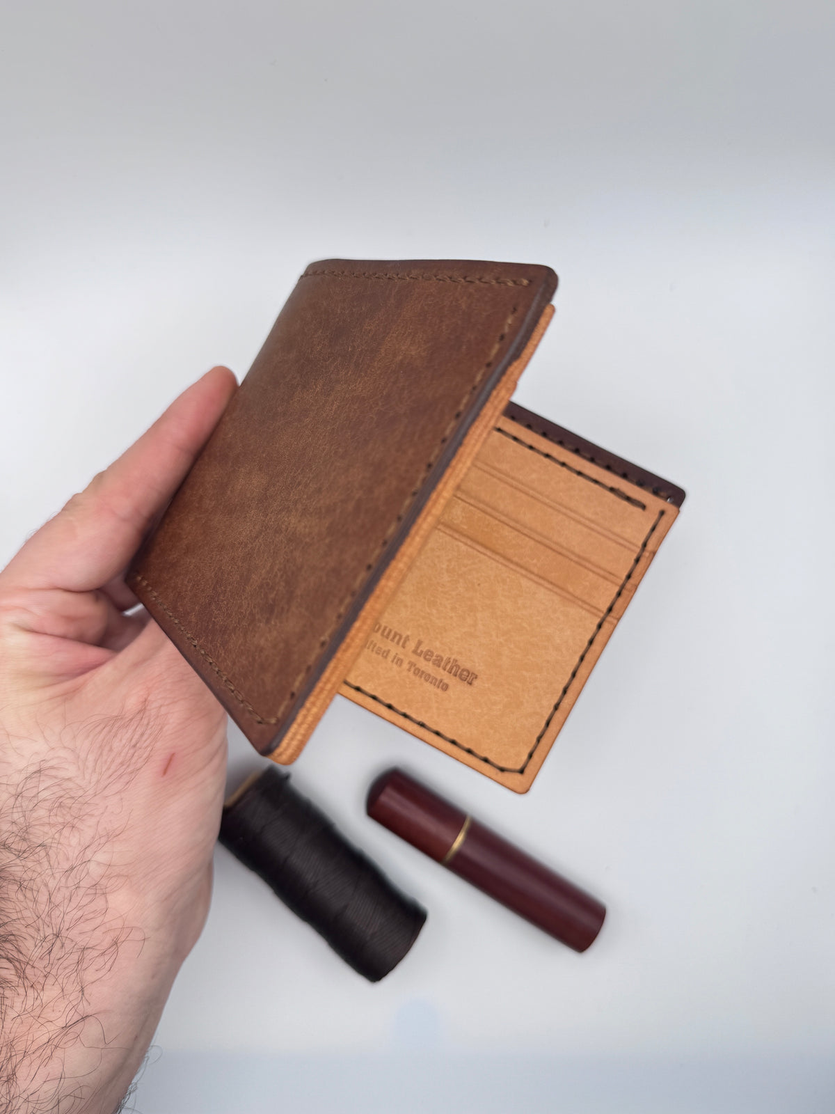 Pueblo Bifold Wallet, Brown Exterior & Natural Interior, Full Grain Wallet, Handmade Wallet, Men's Wallet