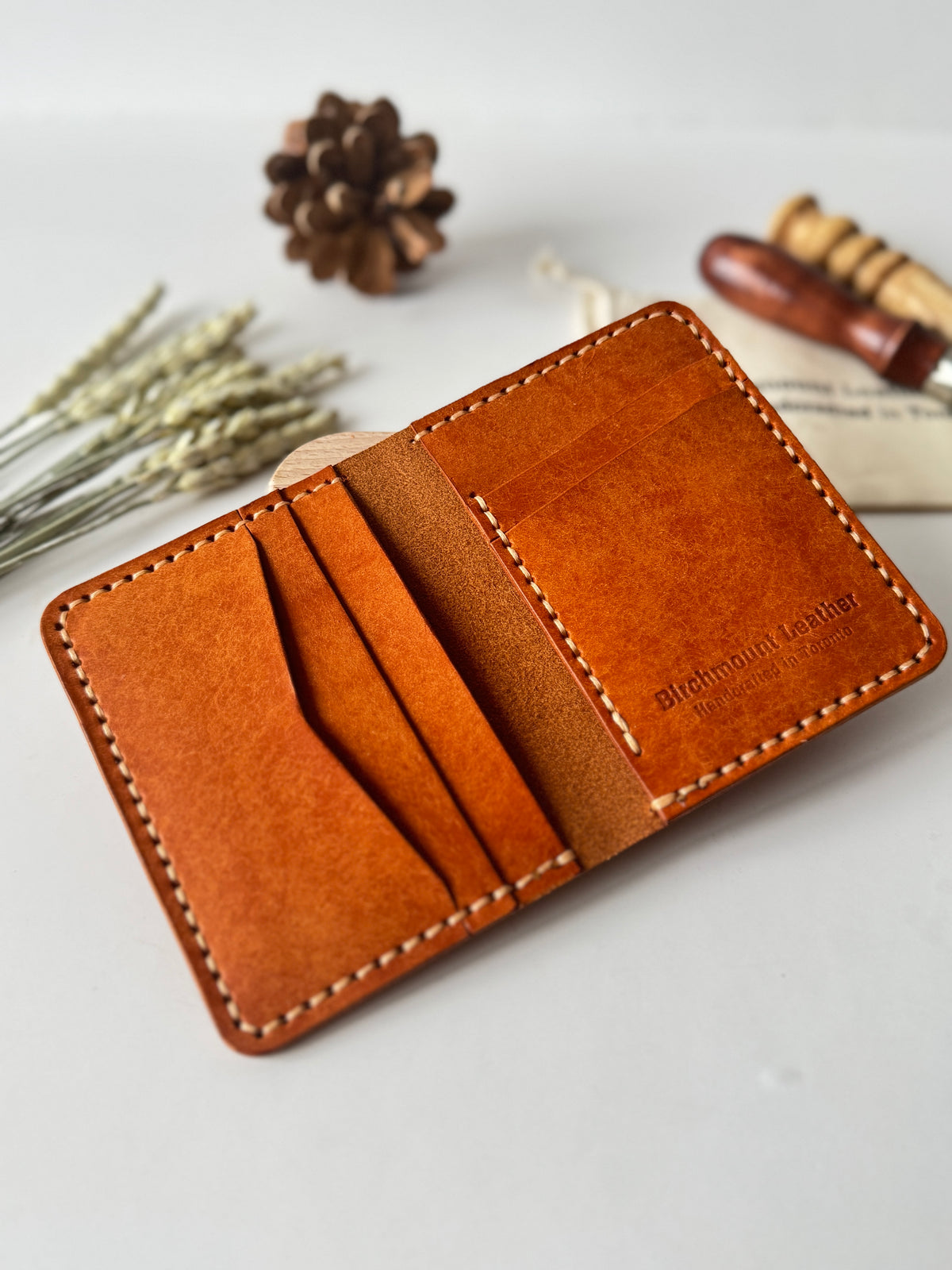 Pueblo Bifold Wallet, Brown/Green Wallet, Slim Wallet, Men's Wallet, Badalassi Carlo, Italian Leather, Hand Stitched, Full Grain Leather