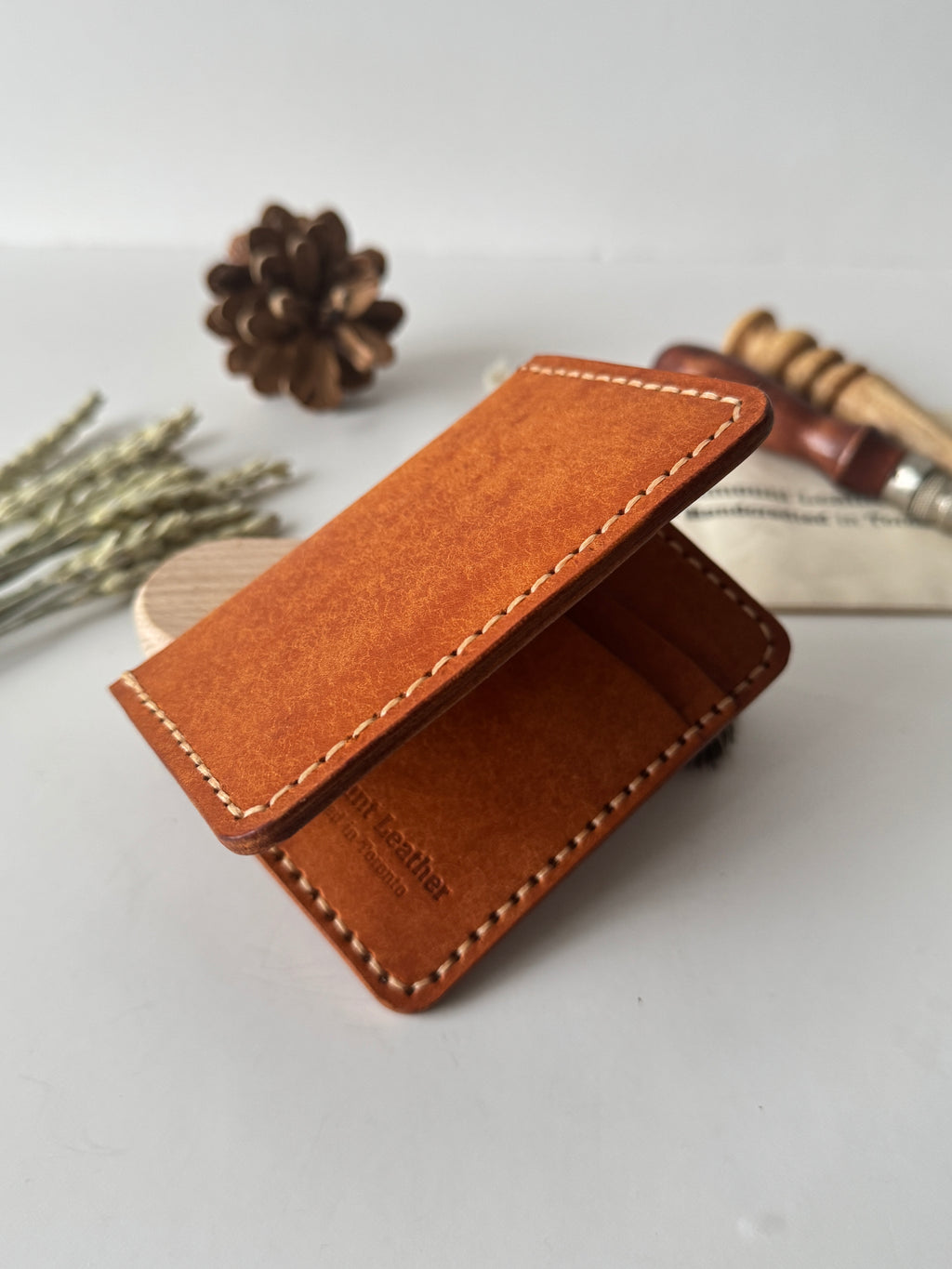 Pueblo Bifold Wallet, Olmo/Tan Wallet, Slim Wallet, Men's Wallet, Badalassi Carlo, Italian Leather, Hand Stitched, Full Grain Leather