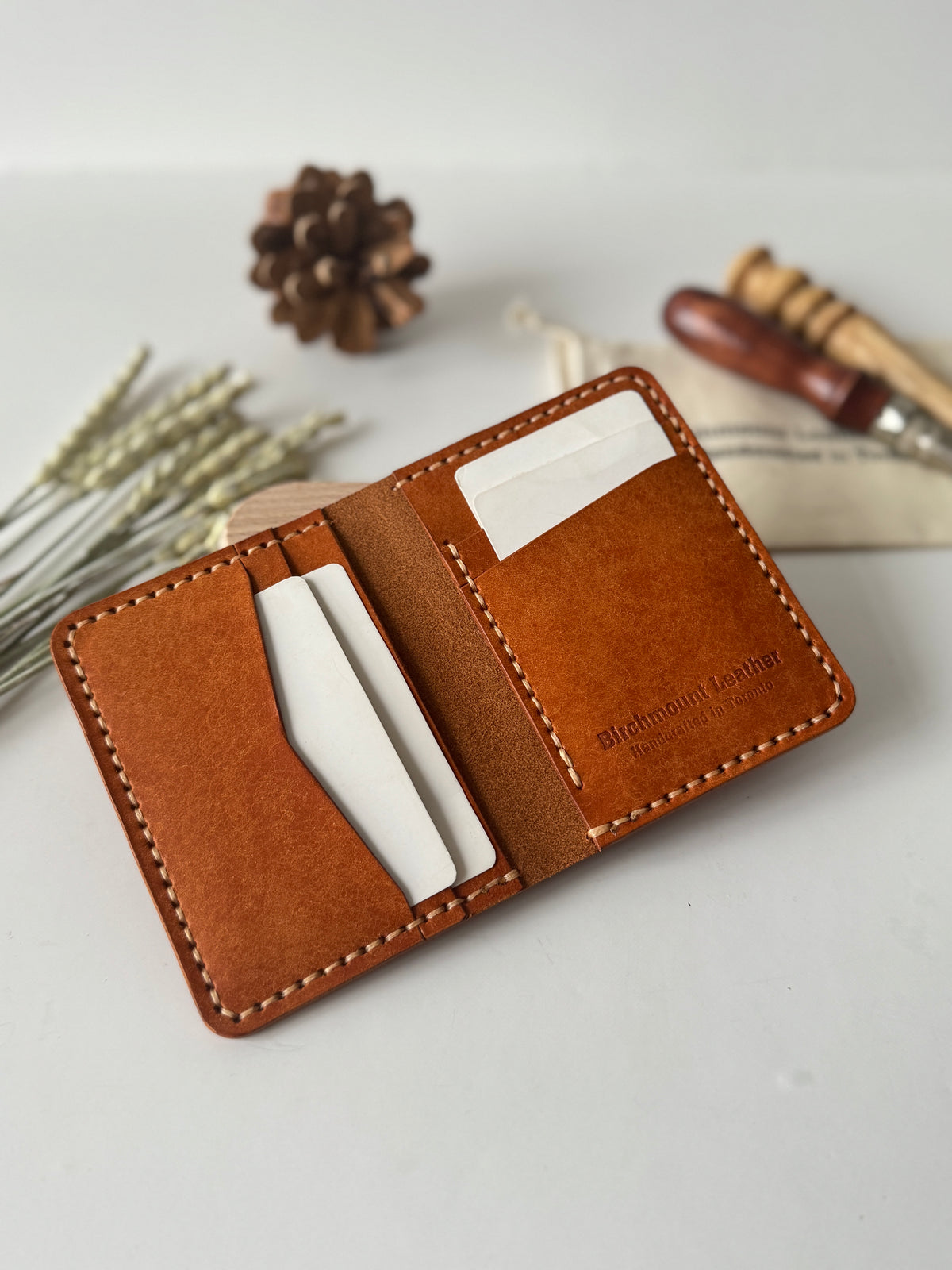 Pueblo Bifold Wallet, Olmo/Tan Wallet, Slim Wallet, Men's Wallet, Badalassi Carlo, Italian Leather, Hand Stitched, Full Grain Leather