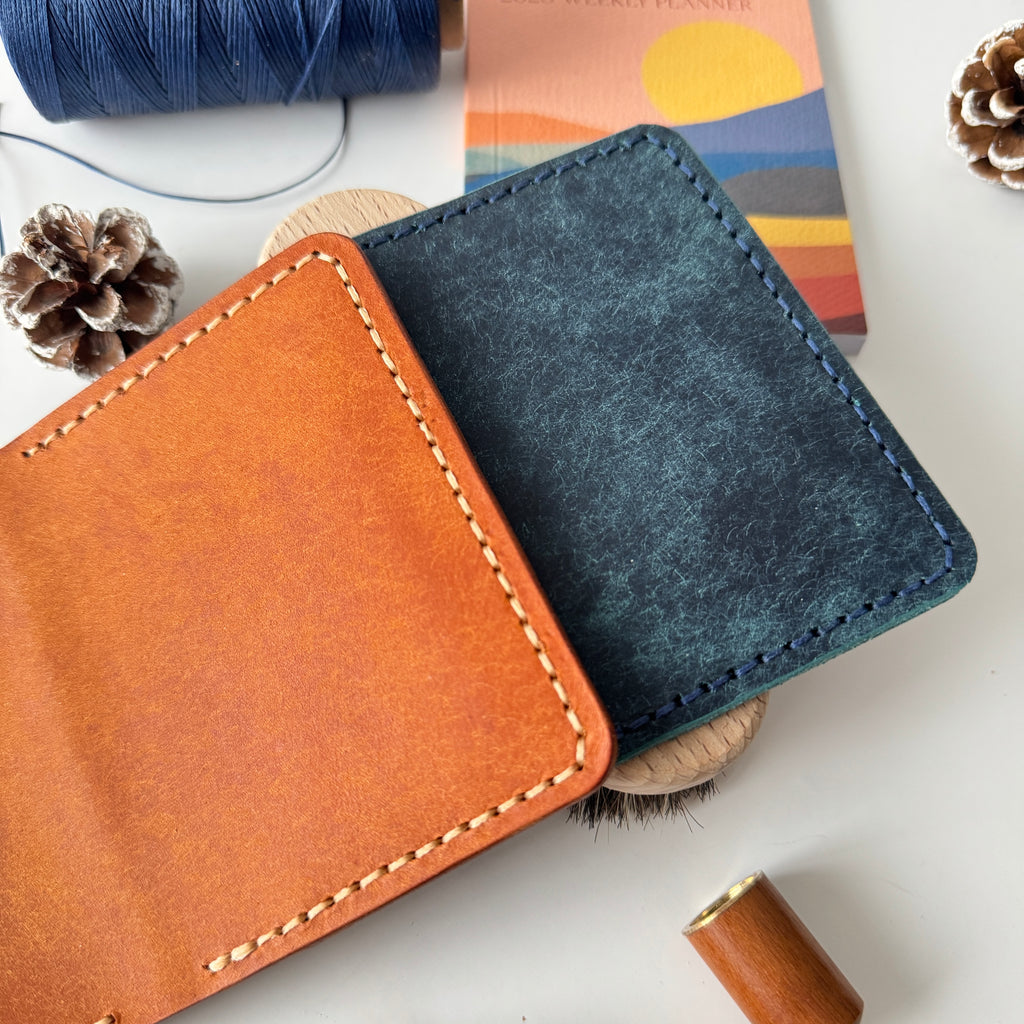 Pueblo Bifold Wallet, Olmo/Tan Wallet, Slim Wallet, Men's Wallet, Badalassi Carlo, Italian Leather, Hand Stitched, Full Grain Leather