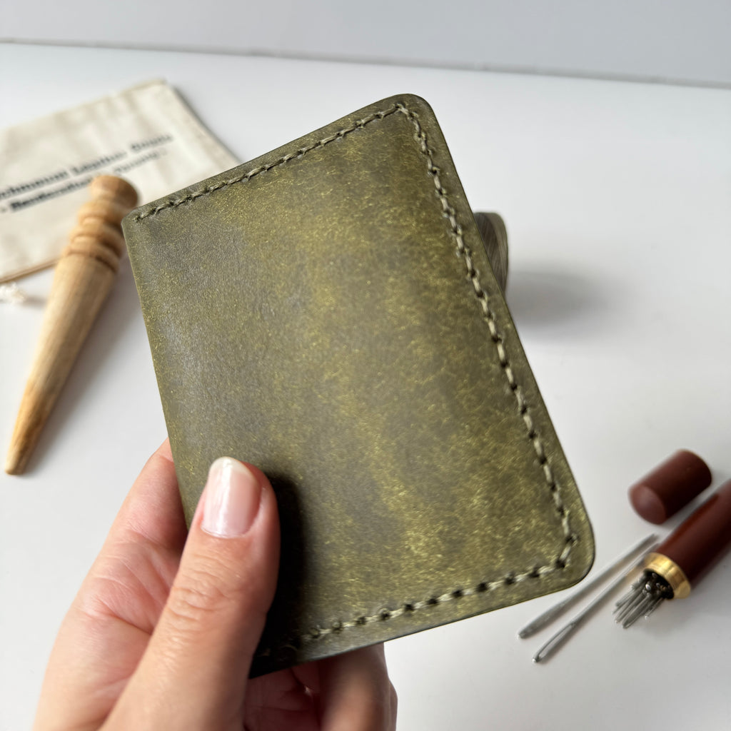 Pueblo Bifold Wallet, Olive Green Wallet, Slim Wallet, Men's Wallet, Badalassi Carlo, Italian Leather, Hand Stitched, Full Grain Leather