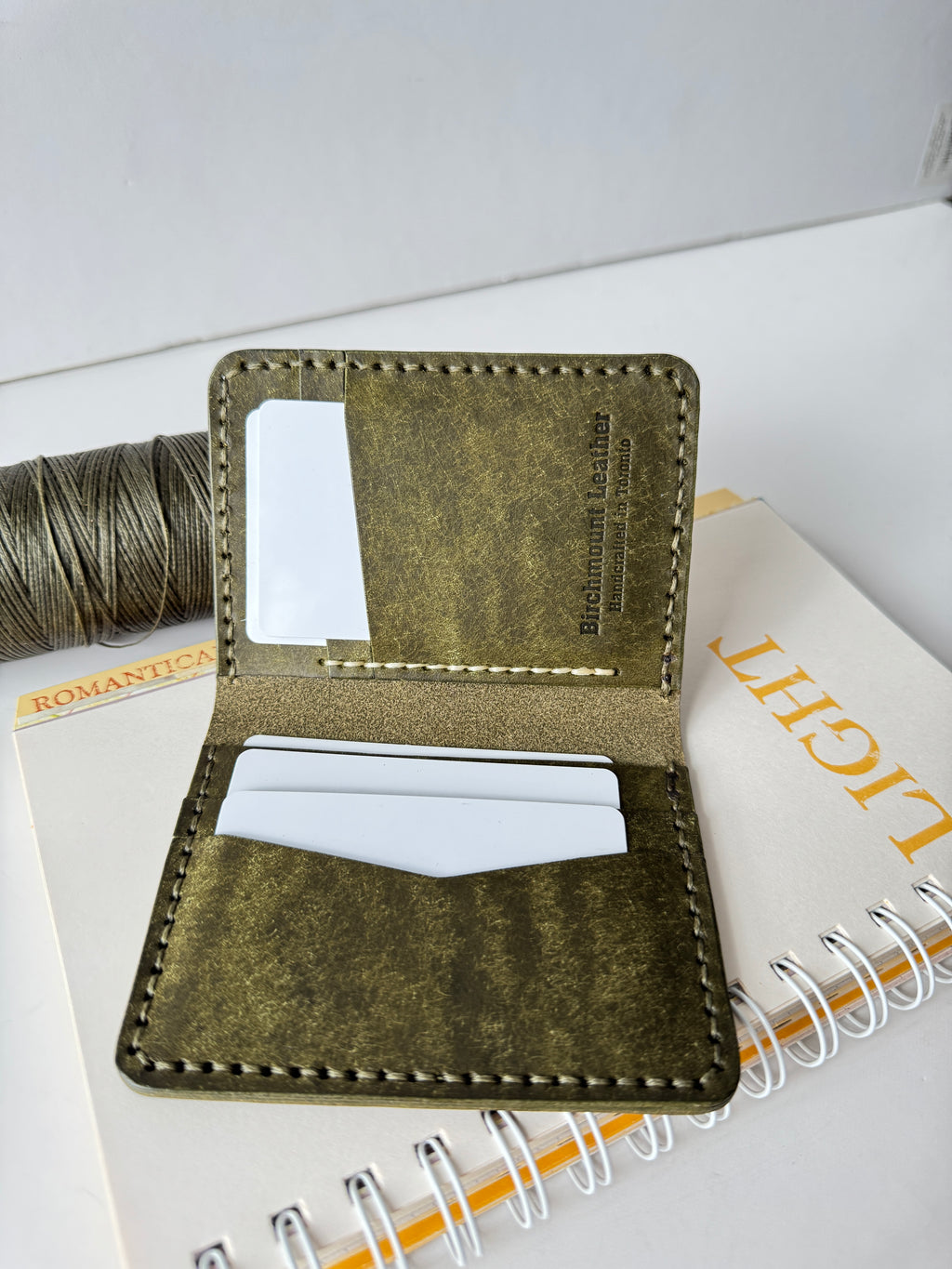 Pueblo Bifold Wallet, Olive Green Wallet, Slim Wallet, Men's Wallet, Badalassi Carlo, Italian Leather, Hand Stitched, Full Grain Leather
