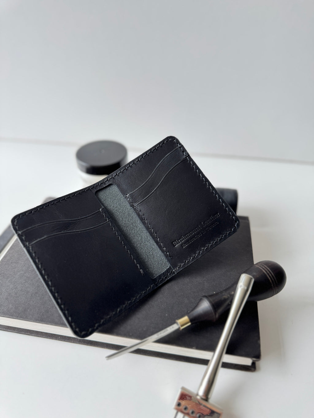 Buttero Bifold Wallet, Handmade Black Wallet, Horween Bifold Wallet, Full Grain Leather, Vertical Wallet, Hand Stitched