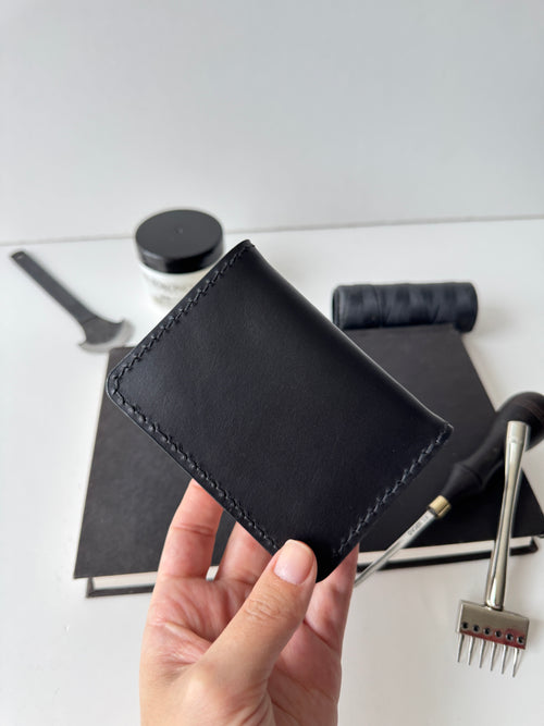 Buttero Bifold Wallet, Handmade Black Wallet, Horween Bifold Wallet, Full Grain Leather, Vertical Wallet, Hand Stitched