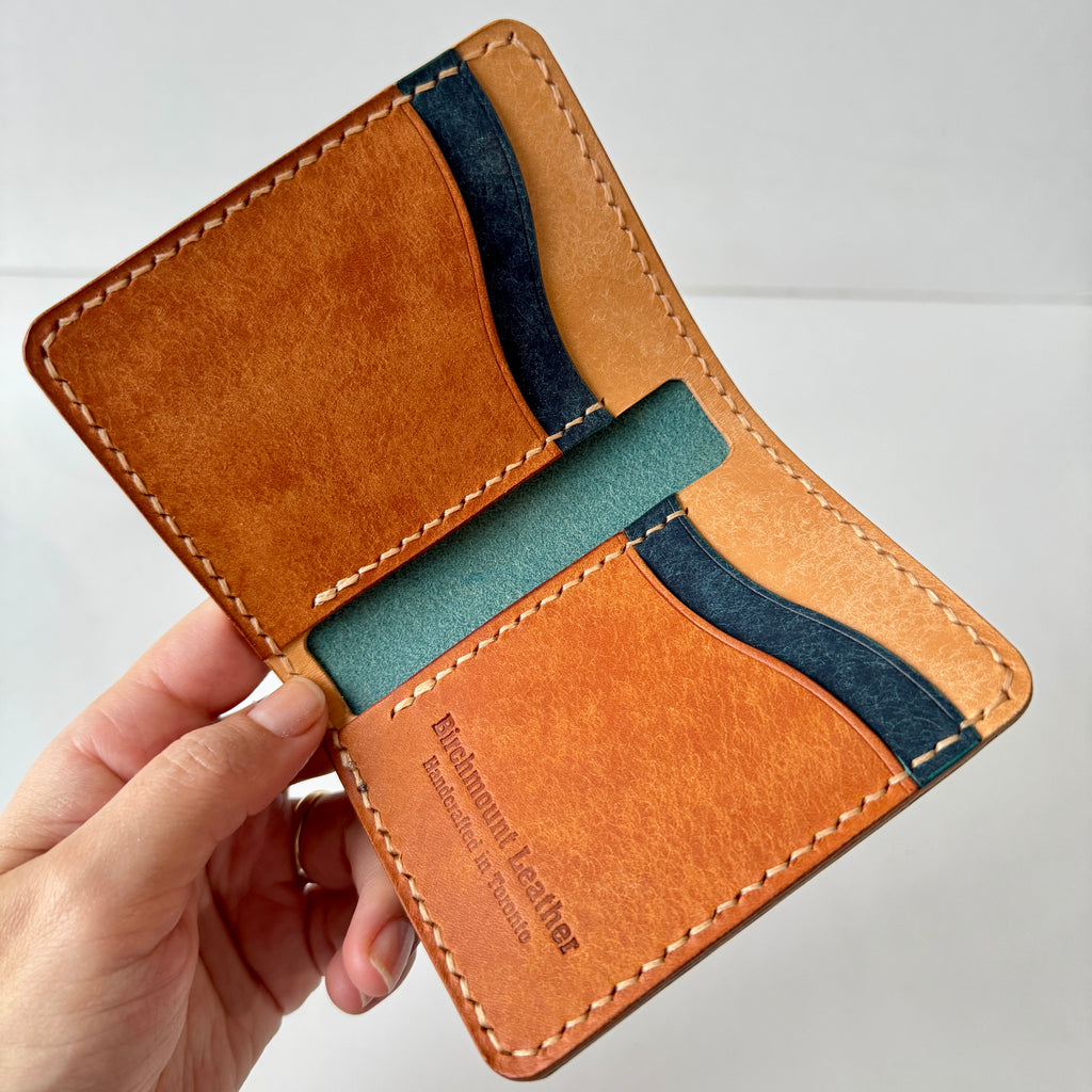 Pueblo Bifold Wallet, Italian Leather, Full Grain Leather, Vertical Wallet, Slim Wallet, Hand Stitched, Veg Tanned Leather,Minimalist Wallet