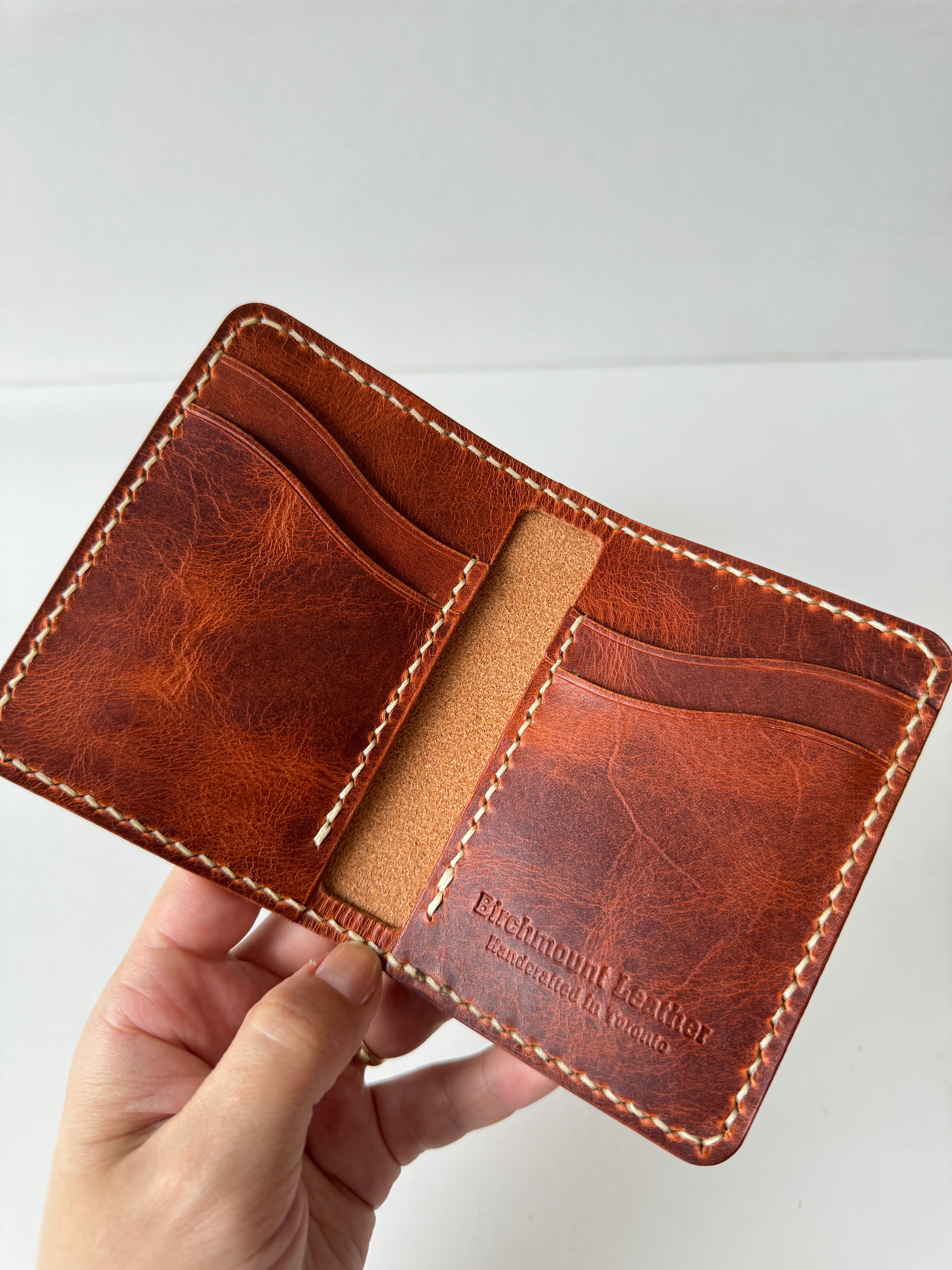 Horween Bifold Wallet, Handmade Wallet, Vertical Wallet, Full Grain Leather, Personalized Wallet, Mens Wallet, Hand Stitched