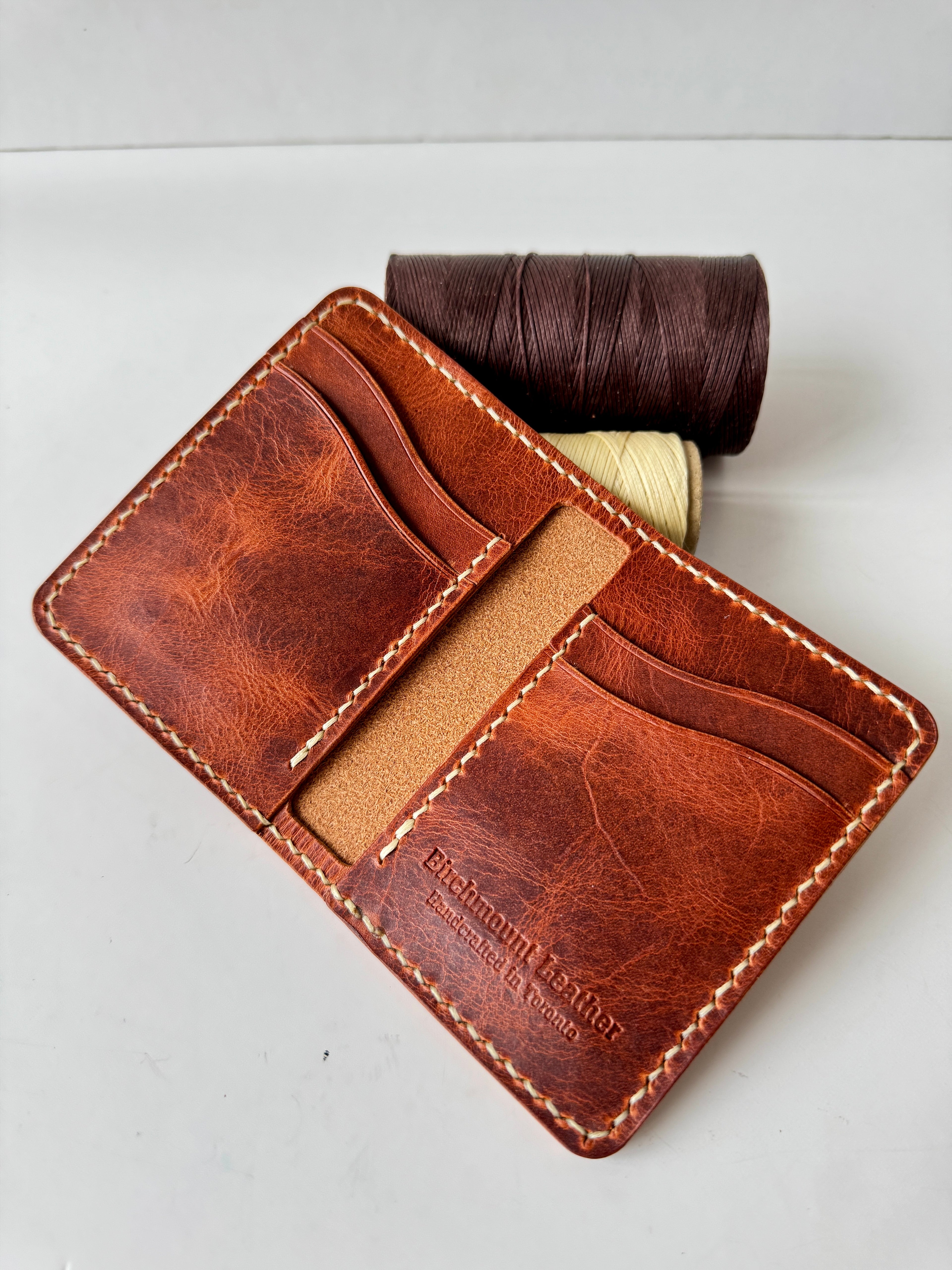 Horween Bifold Wallet, Handmade Wallet, Vertical Wallet, Full Grain Leather, Personalized Wallet, Mens Wallet, Hand Stitched
