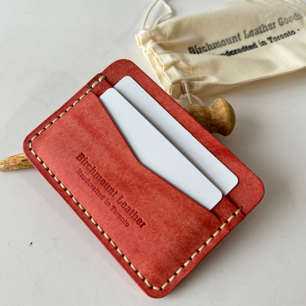 Pink Leather Card Holder, Italian Leather, Antique Pink Pueblo Leather, Full Grain Leather, Minimalist Wallet, Vegetable Tanned Leather