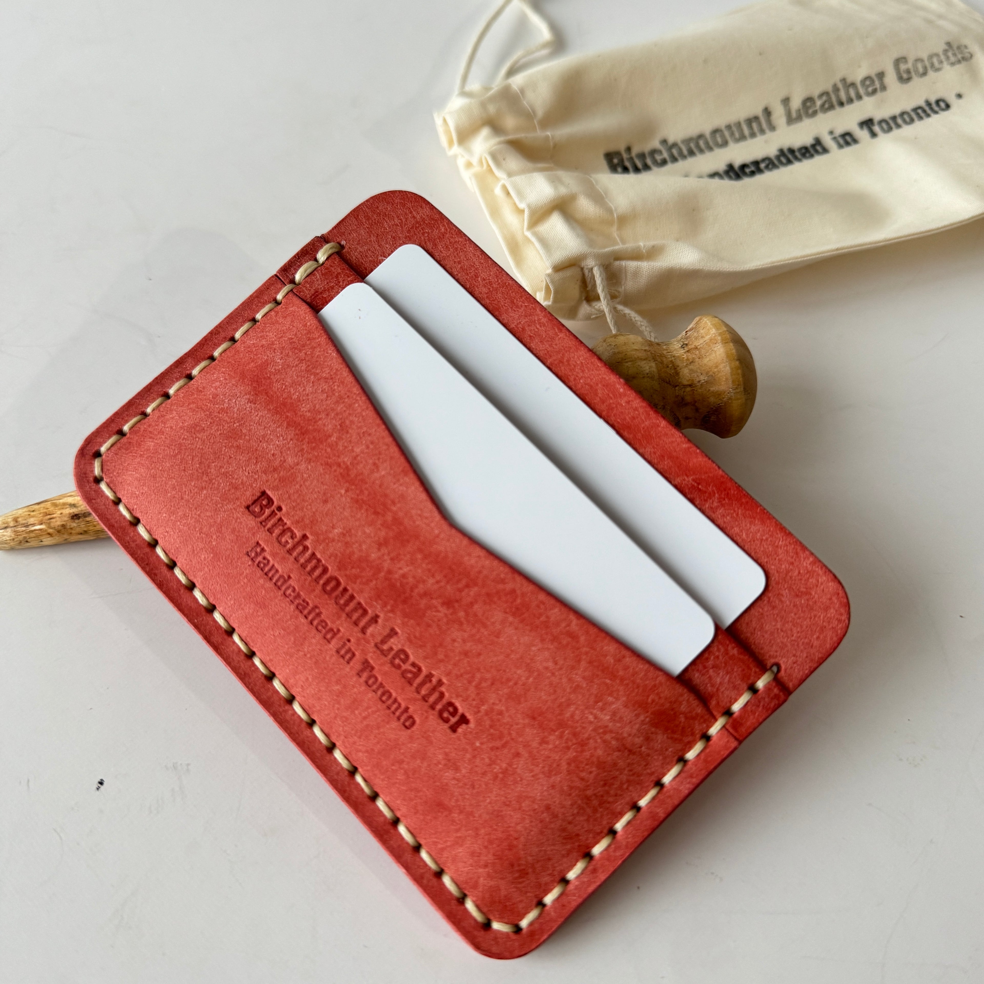Pink Leather Card Holder, Italian Leather, Antique Pink Pueblo Leather, Full Grain Leather, Minimalist Wallet, Vegetable Tanned Leather