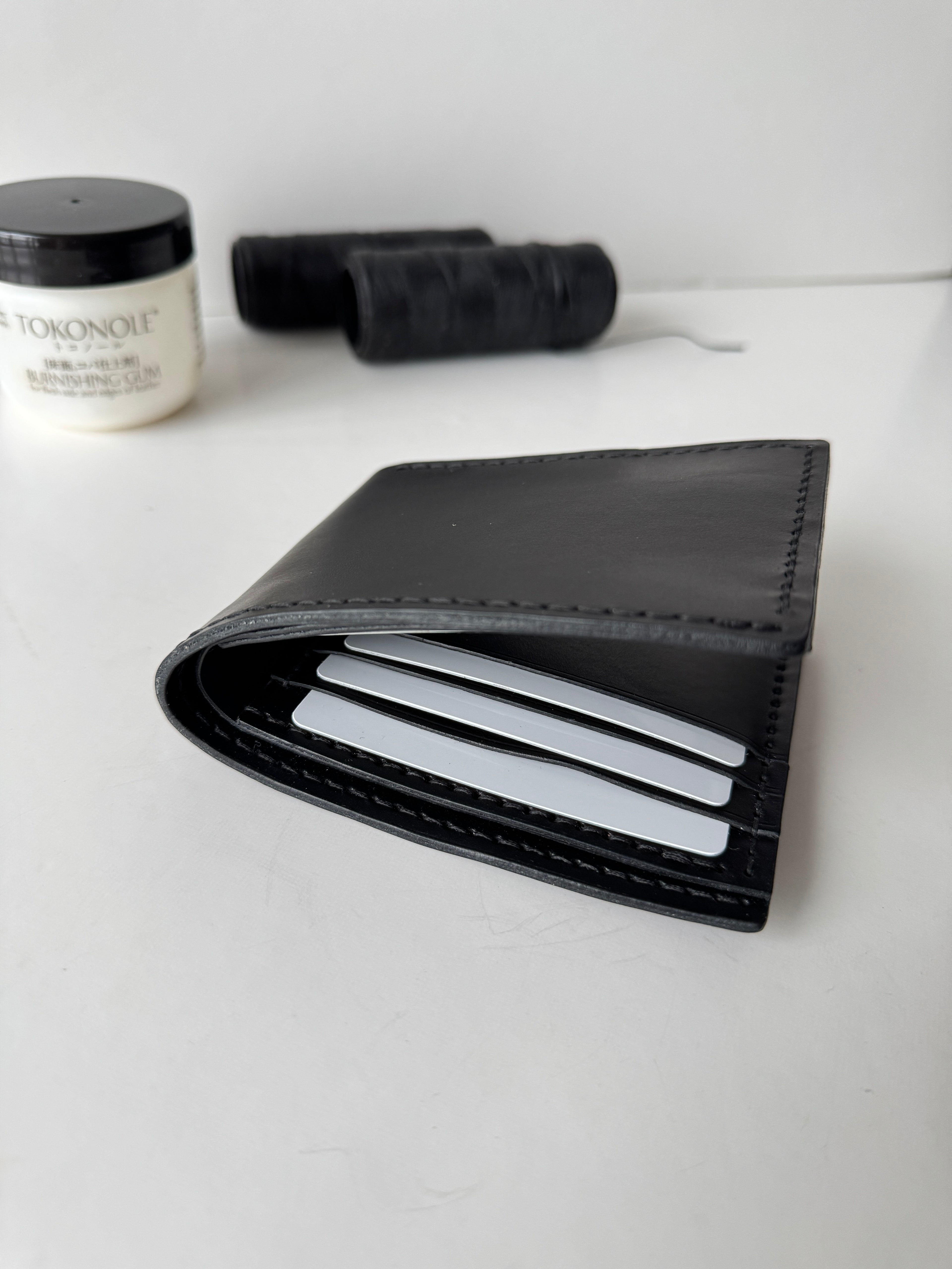 Buttero Black Leather Wallet, Full Grain Wallet, Handmade Wallet, Men's Wallet, Classical Wallet, Hand Stitched, Saddle Stitch
