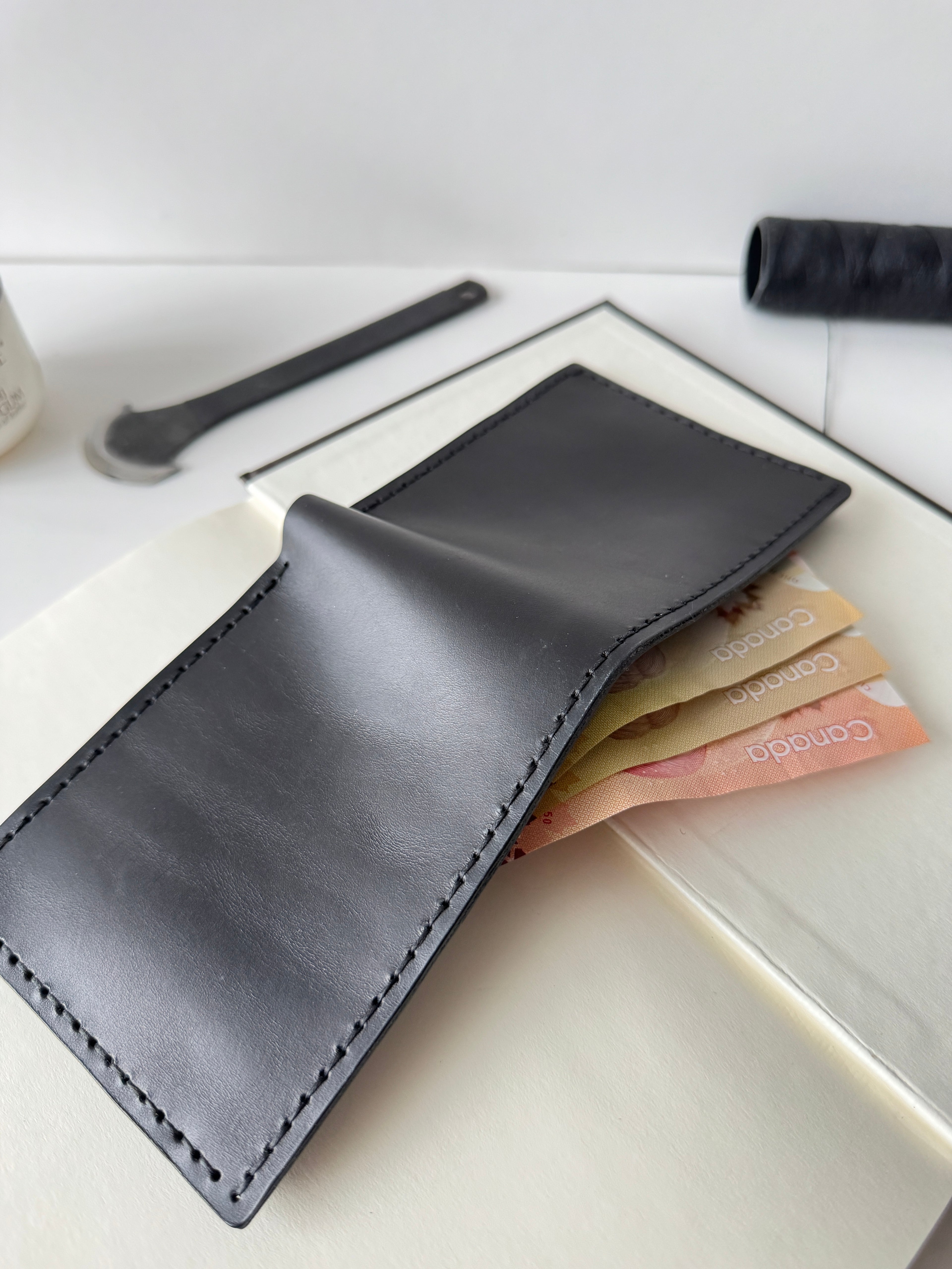 Buttero Black Leather Wallet, Full Grain Wallet, Handmade Wallet, Men's Wallet, Classical Wallet, Hand Stitched, Saddle Stitch