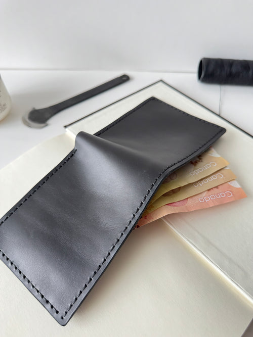 Buttero Black Leather Wallet, Full Grain Wallet, Handmade Wallet, Men's Wallet, Classical Wallet, Hand Stitched, Saddle Stitch