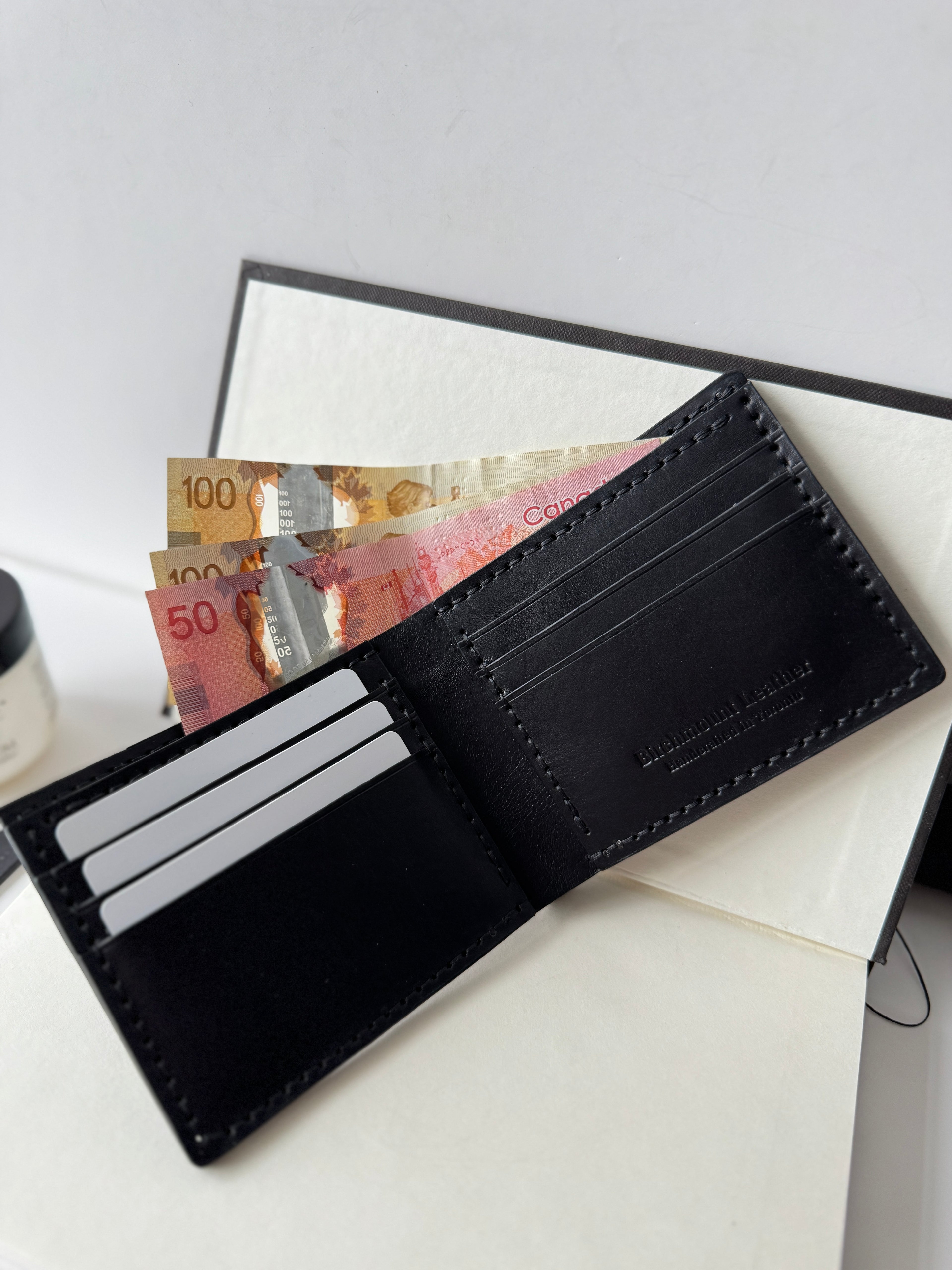 Buttero Black Leather Wallet, Full Grain Wallet, Handmade Wallet, Men's Wallet, Classical Wallet, Hand Stitched, Saddle Stitch