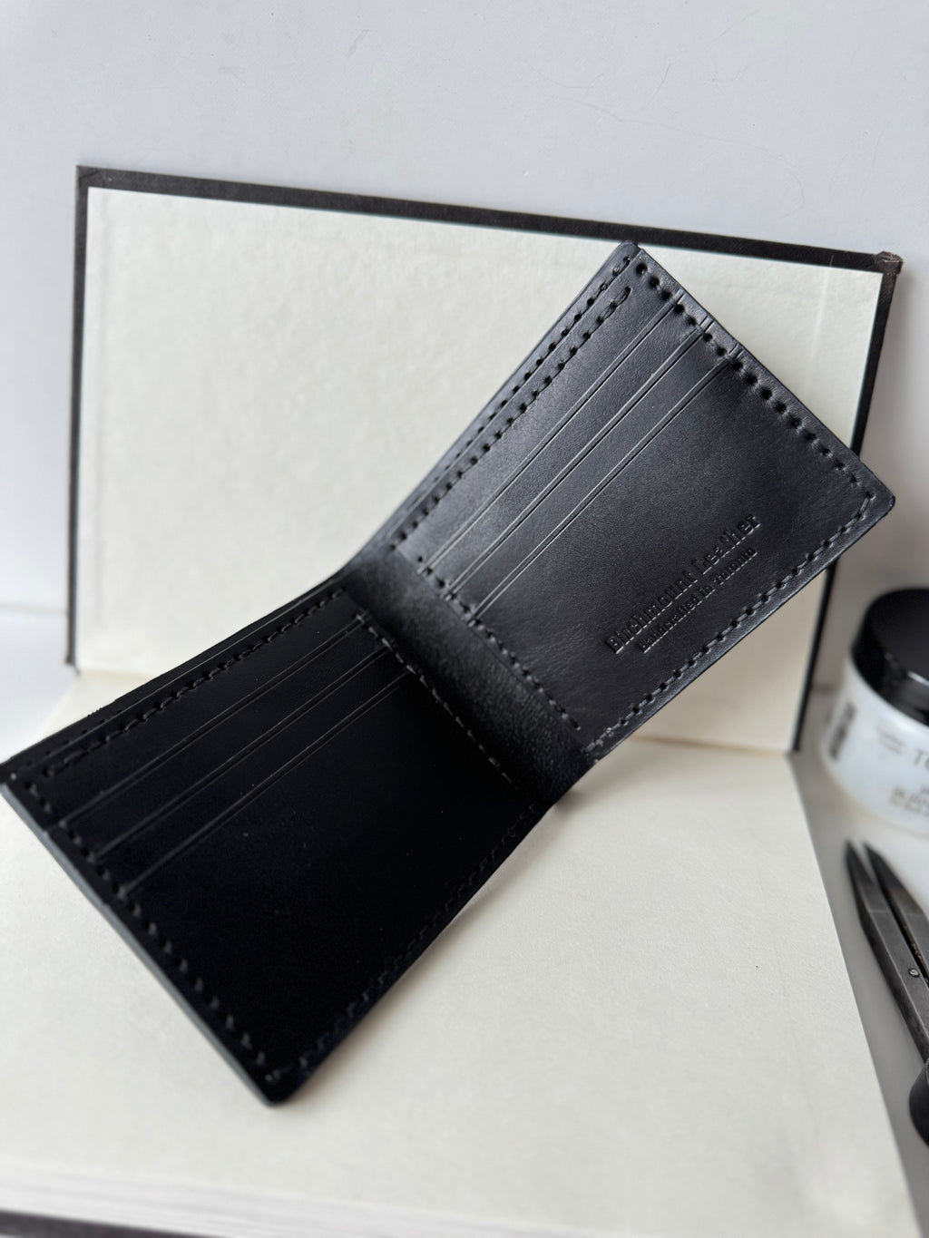 Buttero Black Leather Wallet, Full Grain Wallet, Handmade Wallet, Men's Wallet, Classical Wallet, Hand Stitched, Saddle Stitch