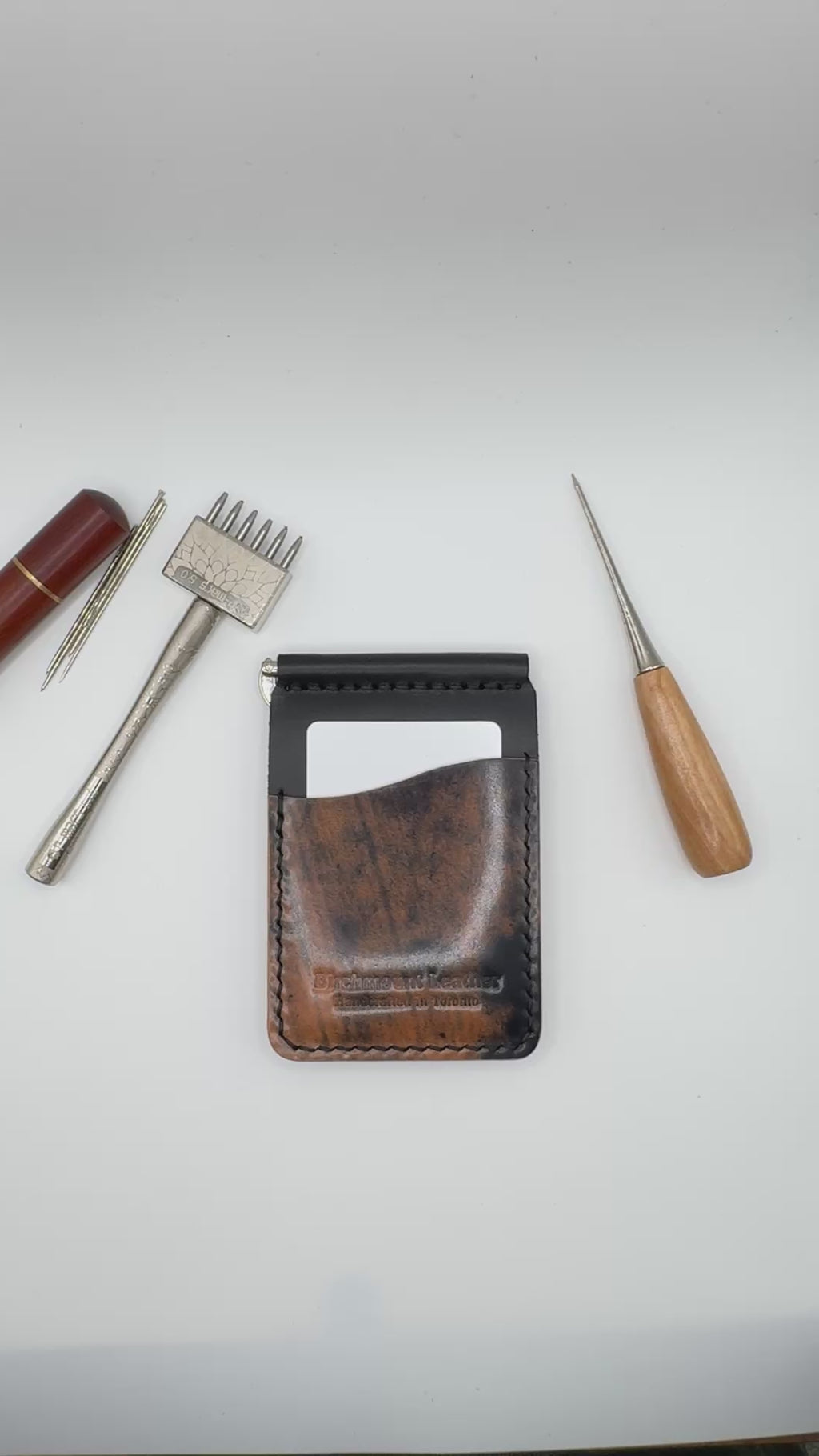 Shell Cordovan Money Clip, Black Marbeled Shell Cordovan ROCADO