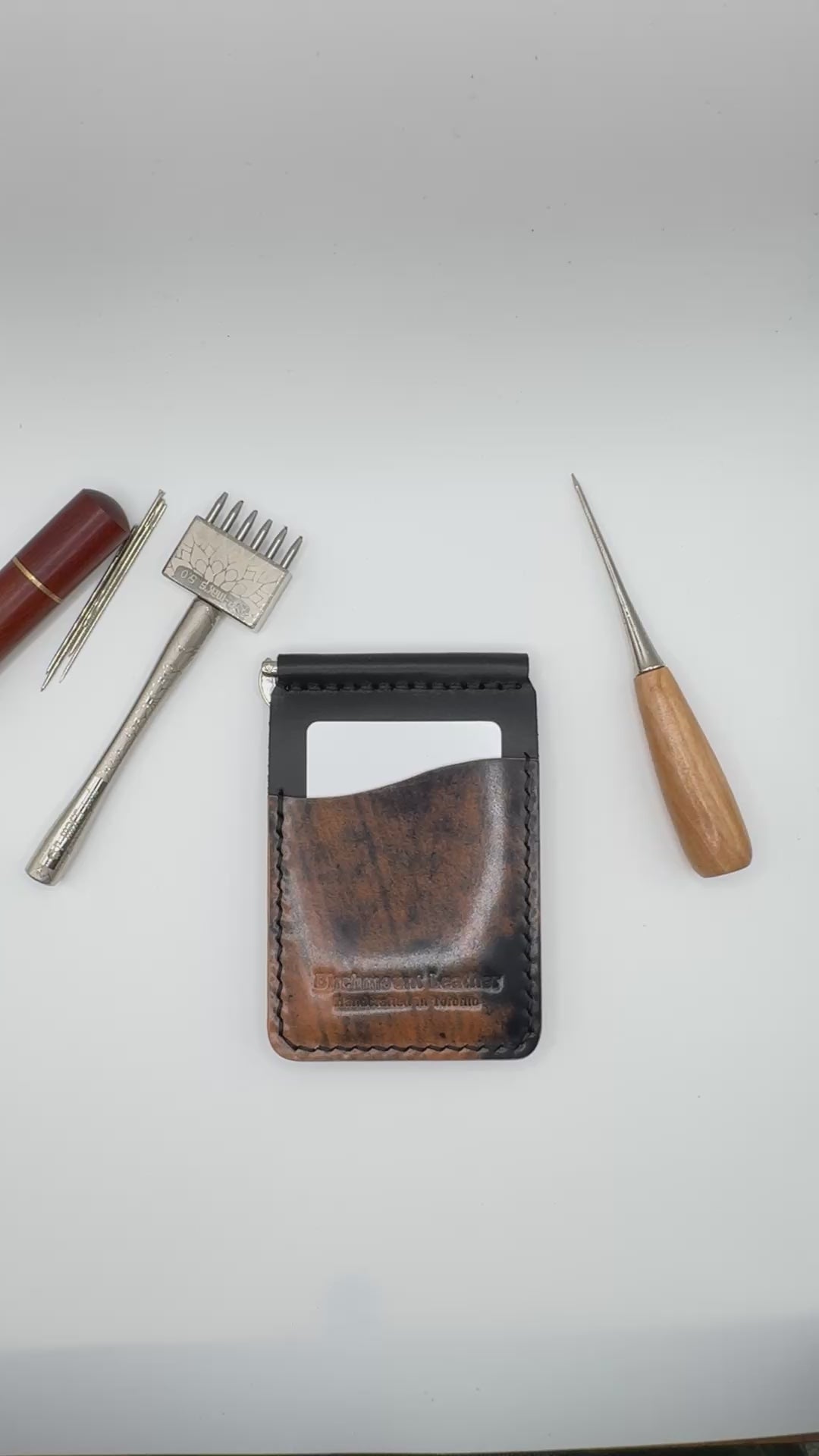 Shell Cordovan Money Clip, Black Marbeled Shell Cordovan ROCADO