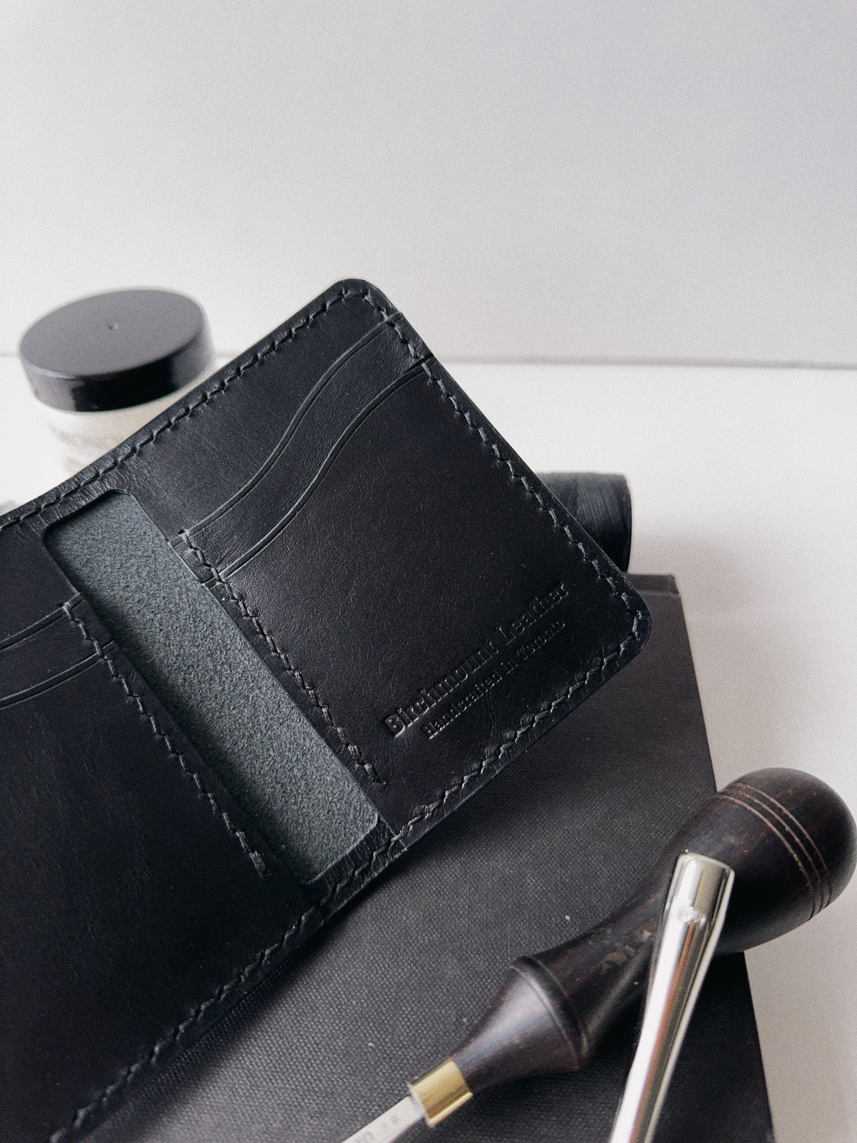 Buttero Bifold Wallet, Handmade Black Wallet, Horween Bifold Wallet, Full Grain Leather, Vertical Wallet, Hand Stitched
