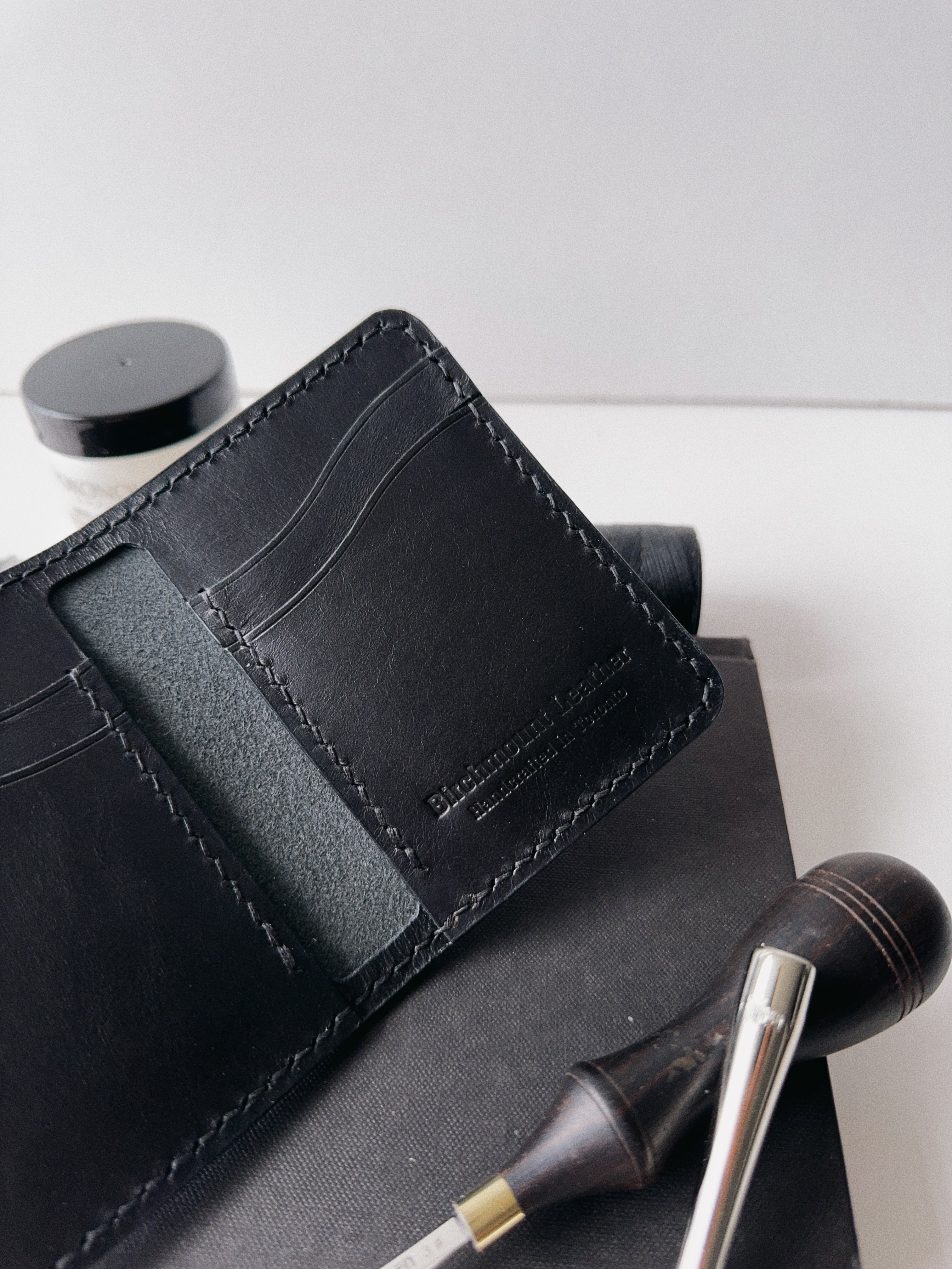 Buttero Bifold Wallet, Handmade Black Wallet, Horween Bifold Wallet, Full Grain Leather, Vertical Wallet, Hand Stitched